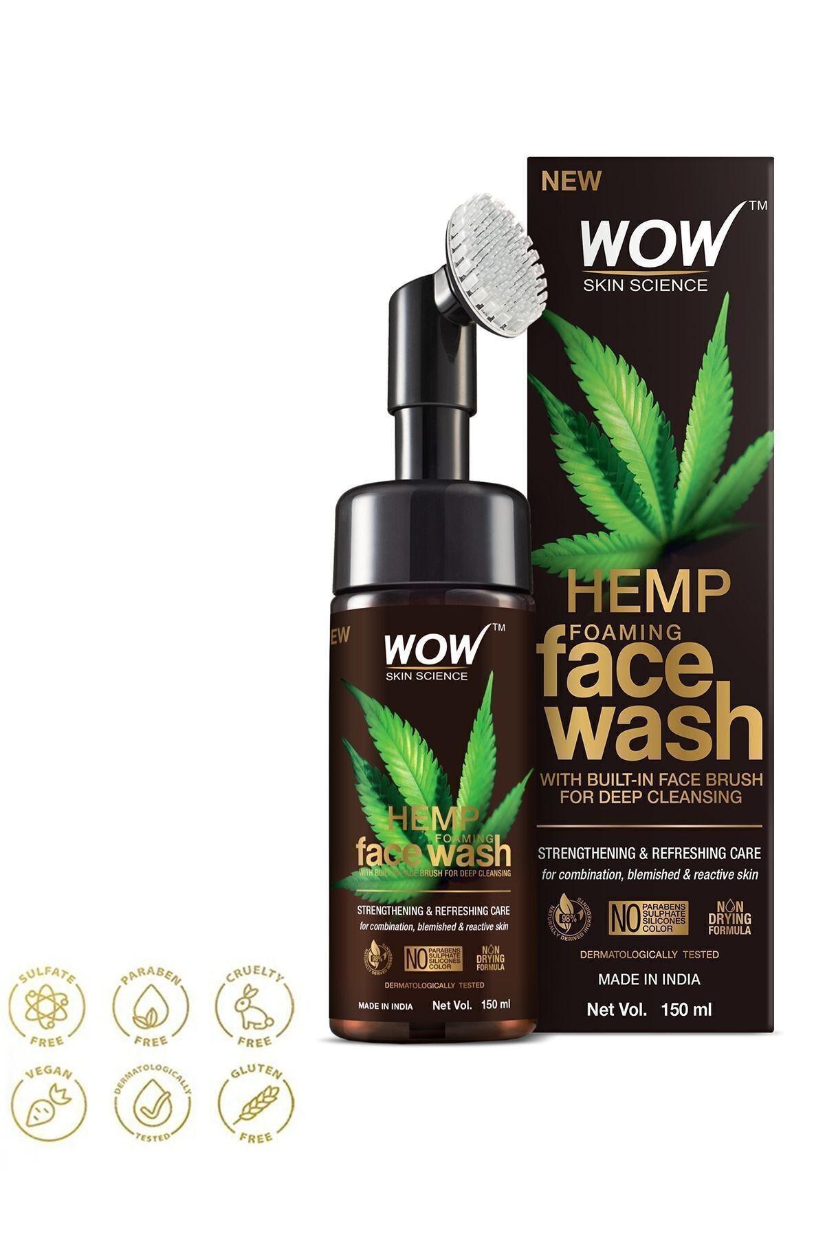 HEMP Yüz Temizleme Köpüğü-Güçlendirici Yenileyici Canlandırıcı %98 Doğal İçerik 150ml