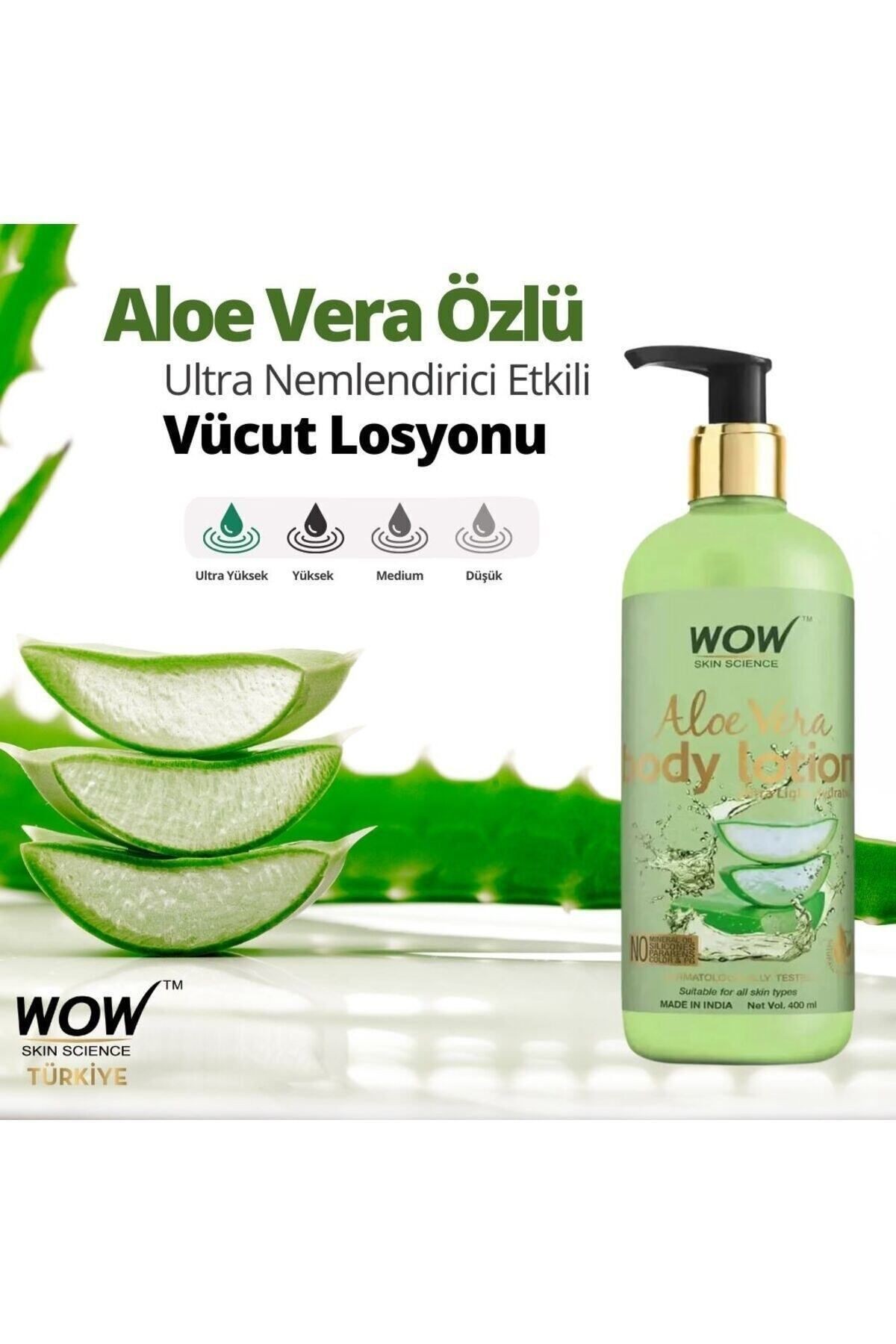 Aloe Vera Vücut Losyonu-%94,5 Doğal Içerik-ultra Hafif Nemlendirici 400ml