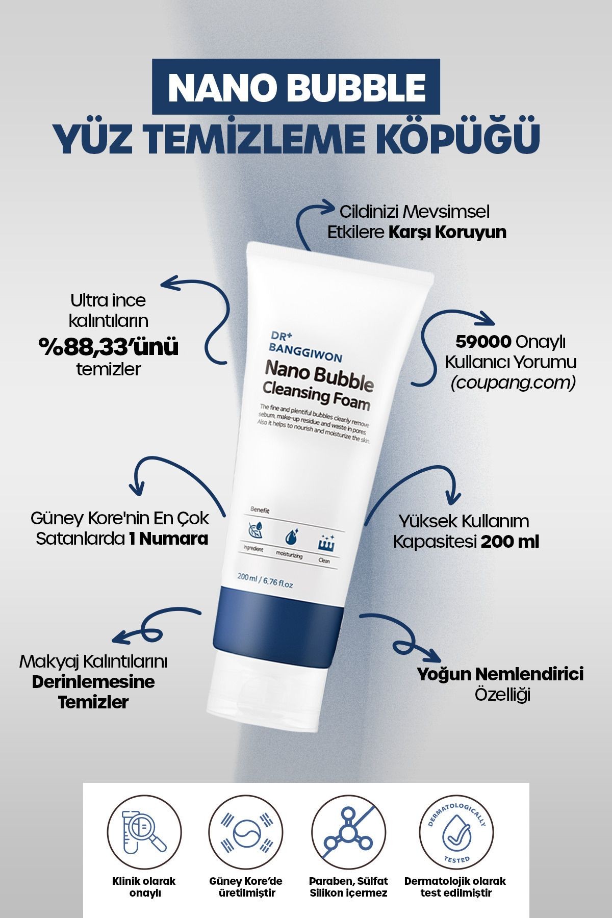 Nano Bubble Kabarcık Yüz Temizleme Köpüğü Nano Bubble Cleansing Foam 200 ml