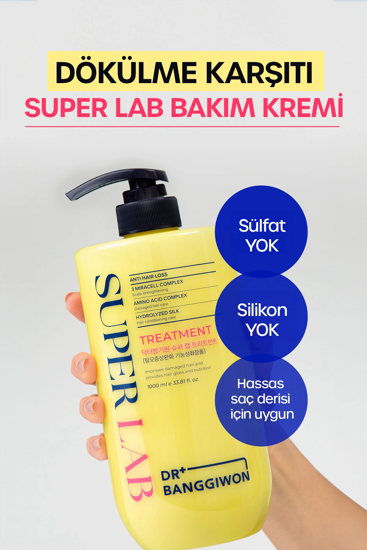 Super Lab Treatment Krem, Dökülme Karşıtı, Yoğun Onarıcı Hidrolize İpek, 3 Miracell Complex 1000 Ml
