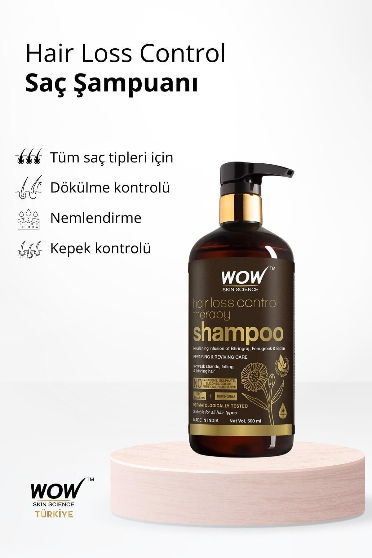 Dökülme Kontrolü Şampuanı-%94,6 Doğal Içerik-çemenotu,biotin,bhringraj,amla,shikakai,palmetto 500ml