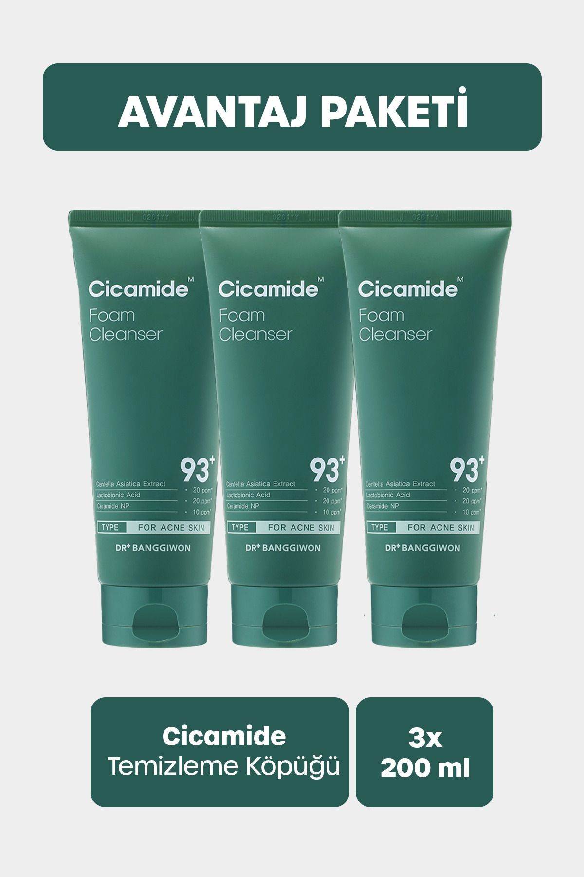 Cicamide Yüz Temizleme Köpüğü Cicamide Cleanser Foam 3x200 Ml