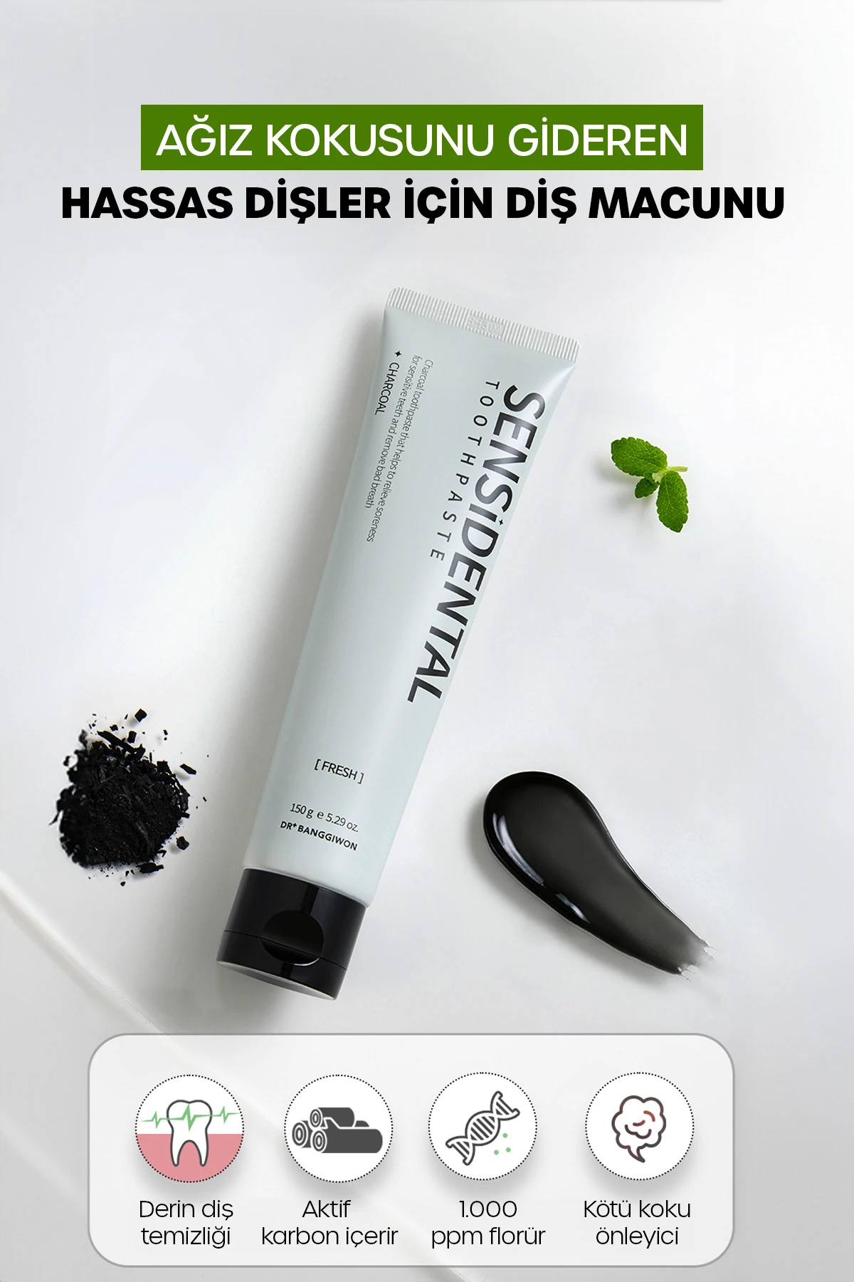 Sensidental Fresh Diş Macunu, Ekstra Ferah Nefes, Charcoal Toothpaste 150 Gr