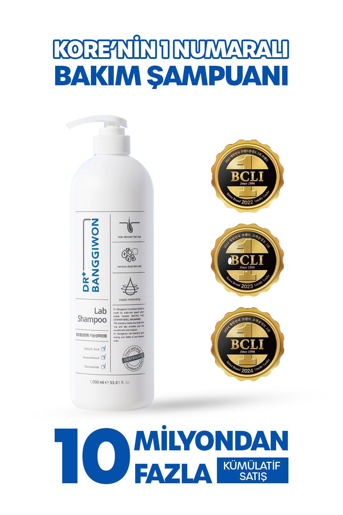 Lab Dökülme Karşıtı Bakım Şampuanı Saç Uzamasını Destekleyen 17 Tip Amino Asit 3x1000 Ml