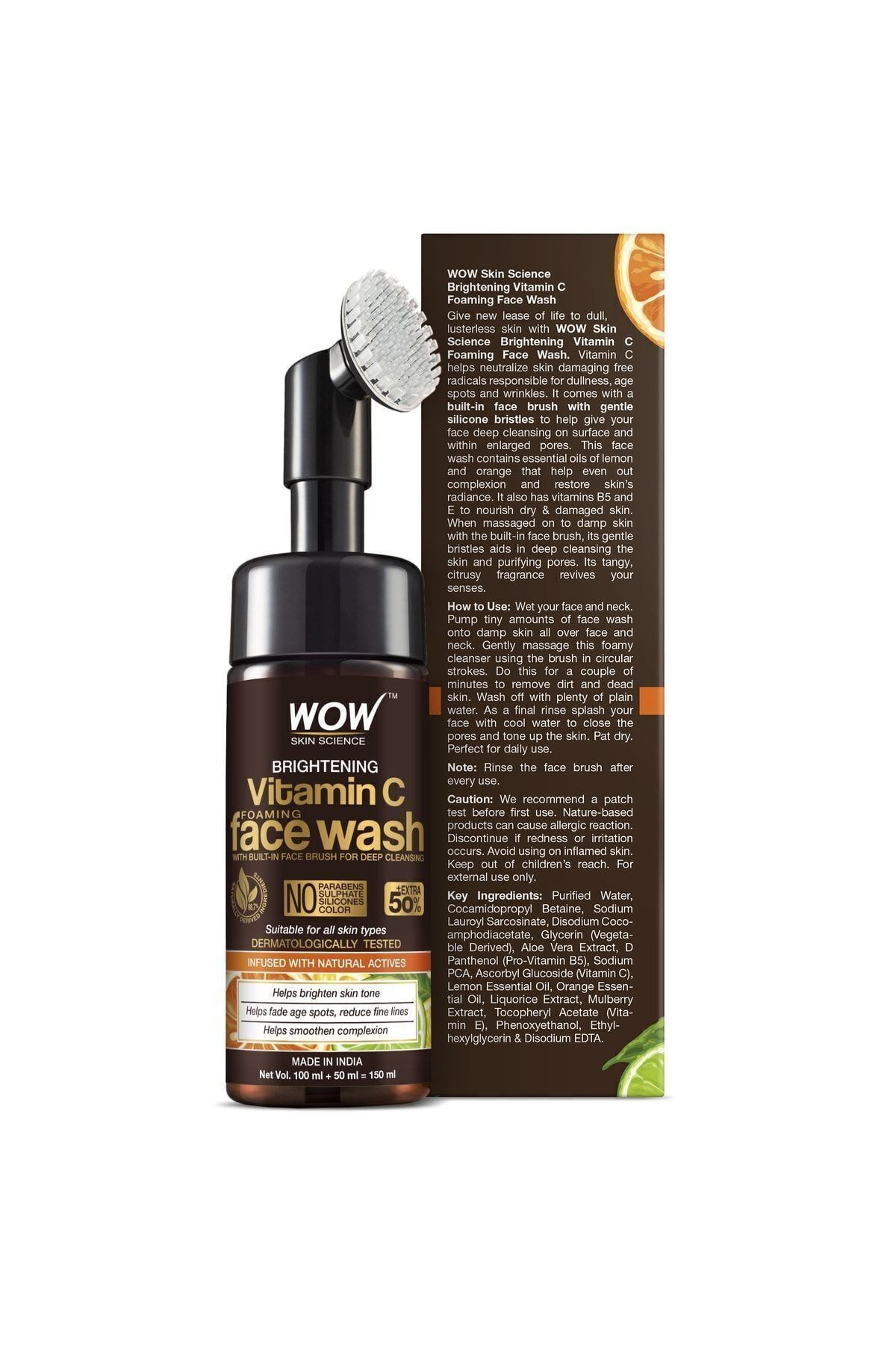 C Vitamini Yüz Yıkama Köpüğü (FIRÇALI)-%98,7 Doğaliçerik-aydınlatıcı,derintemizlik,150ml