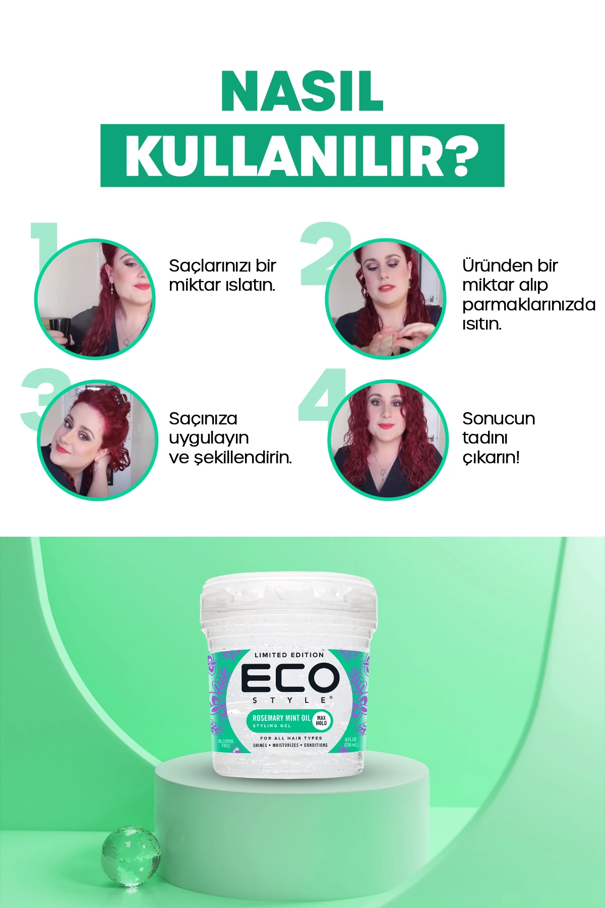 Maksimum Tutuş Ve Ferahlık Sağlayan Besleyici Biberiye Ve Nane Yağı Şekillendirici Saç Jölesi