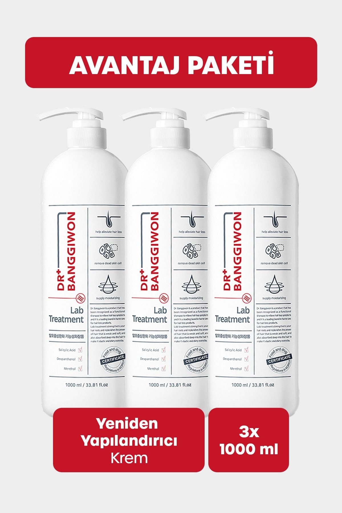 Lab Treatment 7 Tip Protein Içeren Yoğun Hasarlı Ve Yıpranmış Saçlar Yeniden Yapılandırıcı 3x1000 Ml