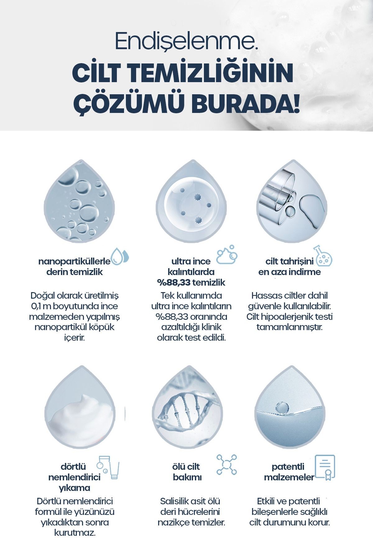 Nano Bubble Kabarcık Yüz Temizleme Köpüğü Nano Bubble Cleansing Foam 3x200 Ml