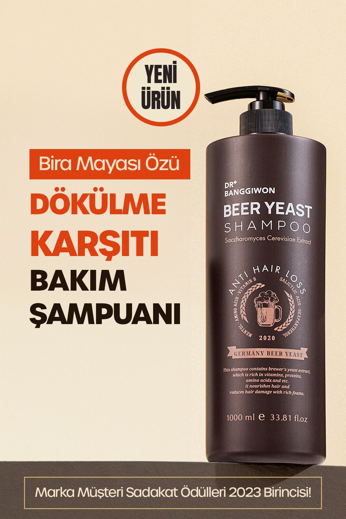 Premium Alman Bira Mayası Şampuanı Germany Beer Yeast Shampoo 1000 ml