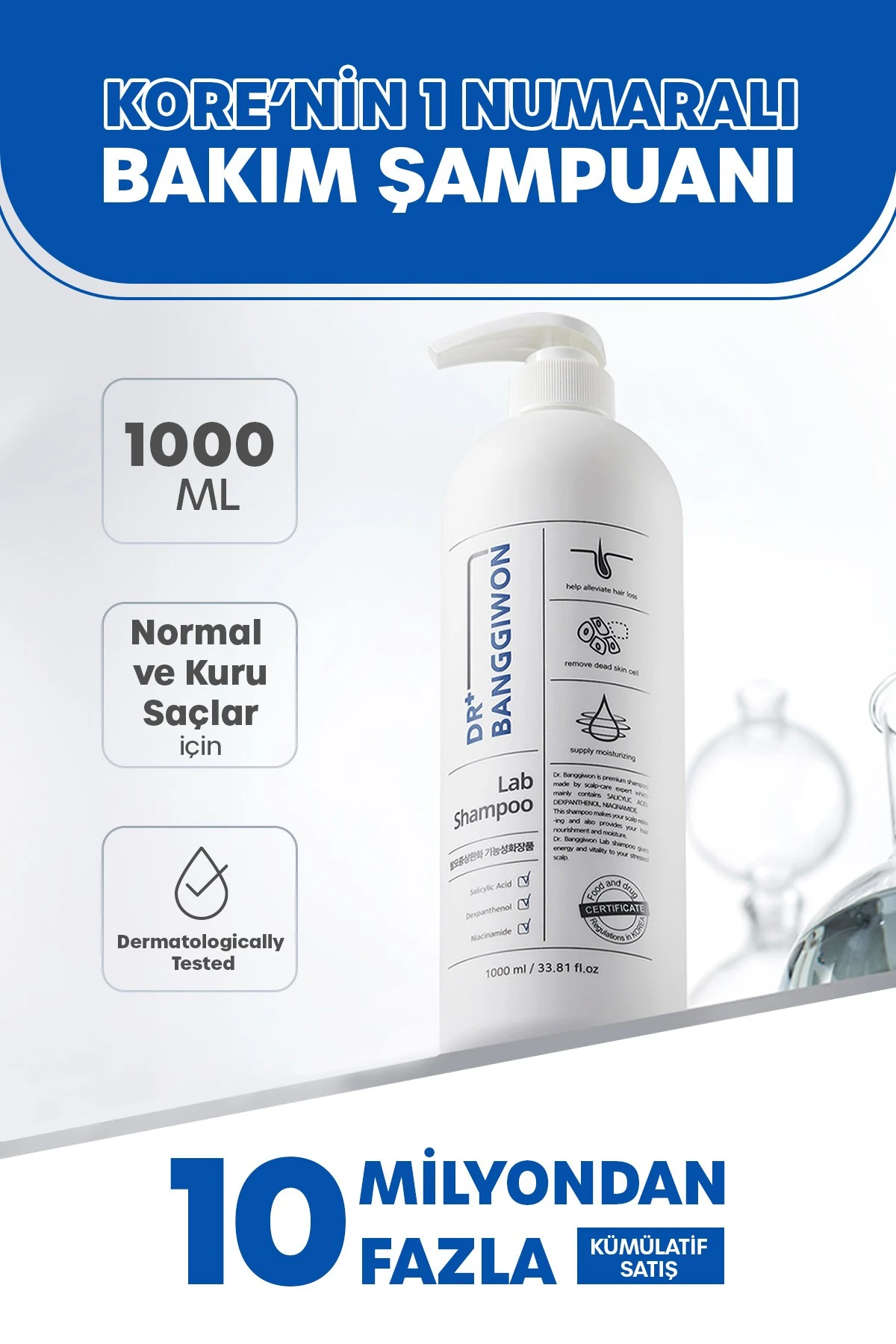 Lab Dökülme Karşıtı Yeniden Yapılandırıcı Bakım Şampuanı 17 Tip Amino Asit Içeriği 1000 ml
