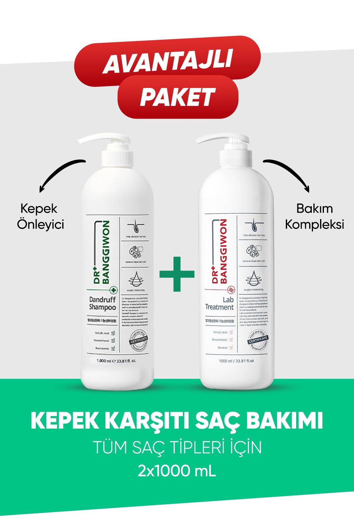Clinical Kepek Şampuanı Ve Lab Treatment Bakım Complex 1000x2 ml