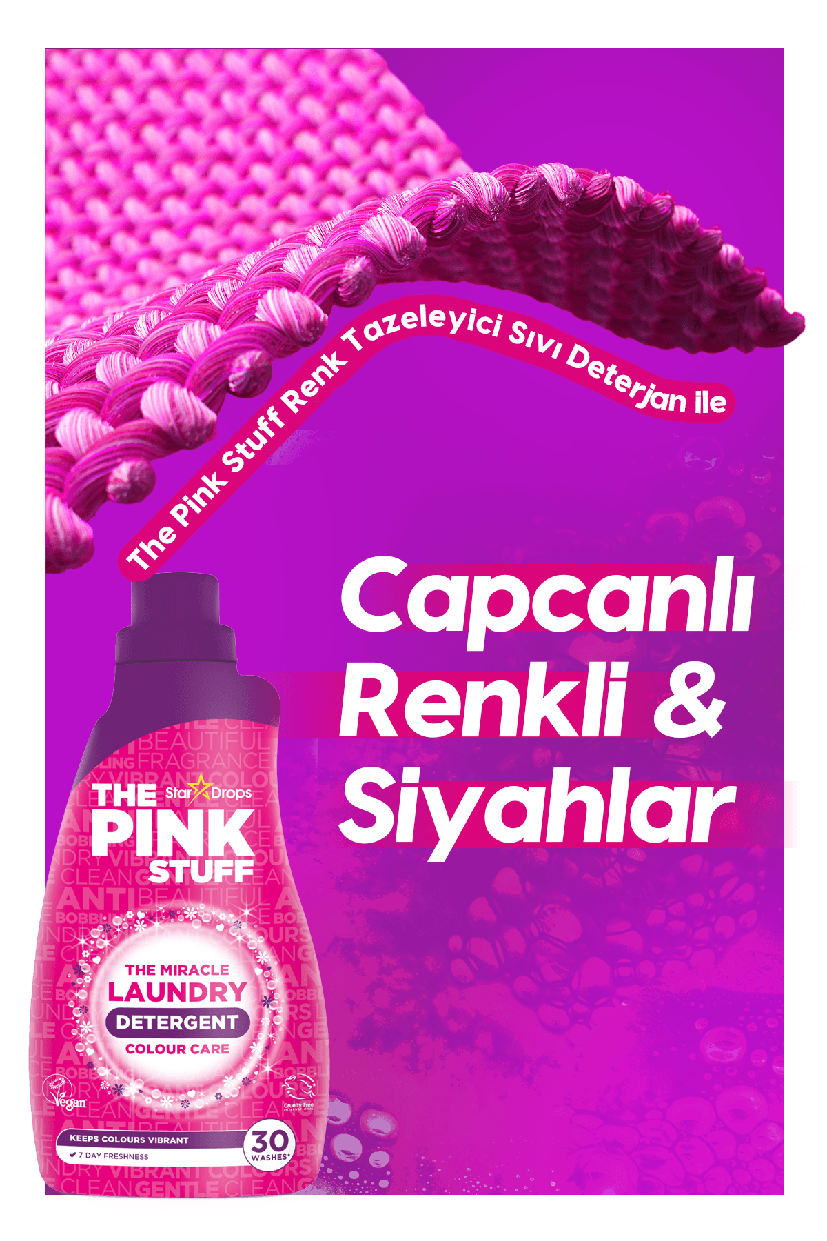 RENKLİ ÇAMAŞIRLAR İÇİN SIVI DETERJAN/ CANLI RENKLER/ 7 Gün Tazelik/ 30 Yıkama /960ml