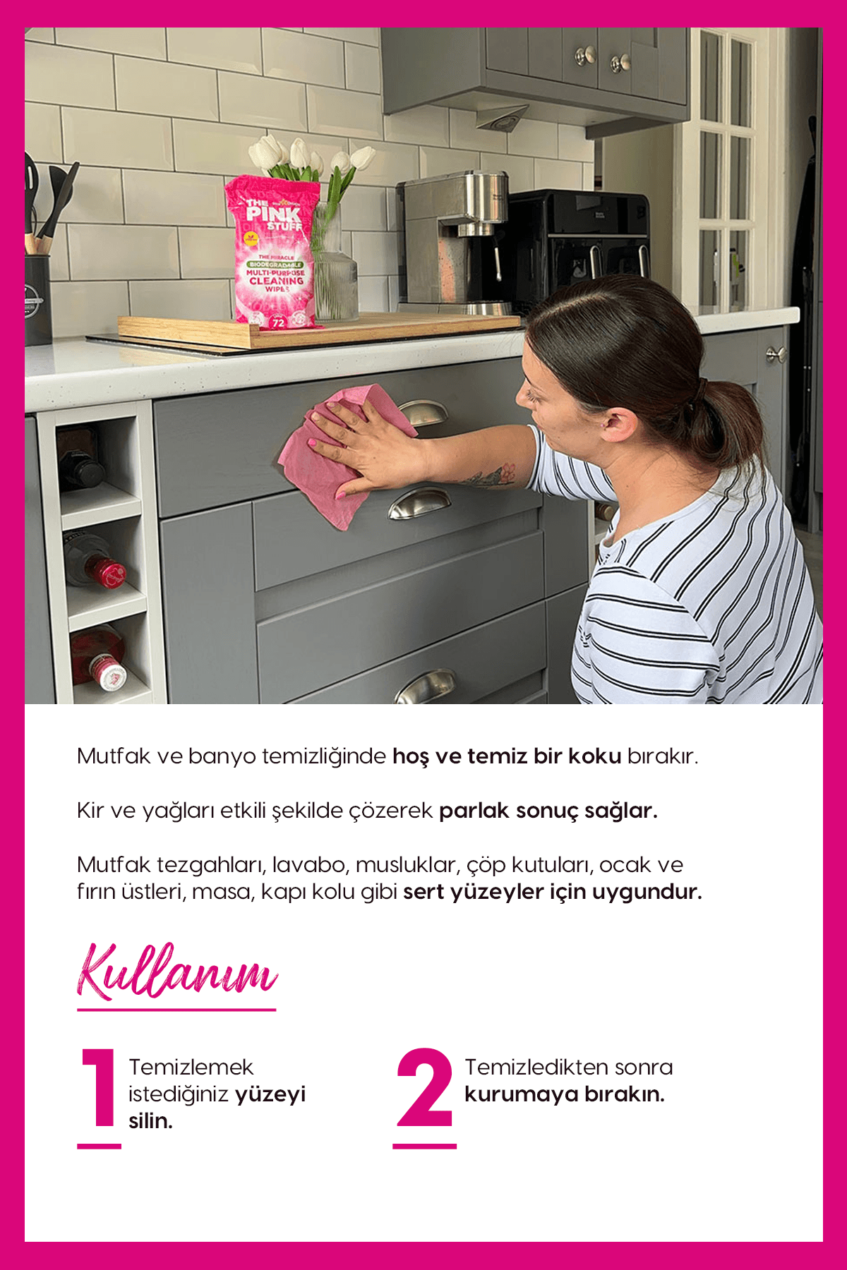 Mucizevi Biyolojik Olarak Parçalanabilir Çok Amaçlı Temizleme Mendilleri-Büyük72liMendil-MeyveliKoku