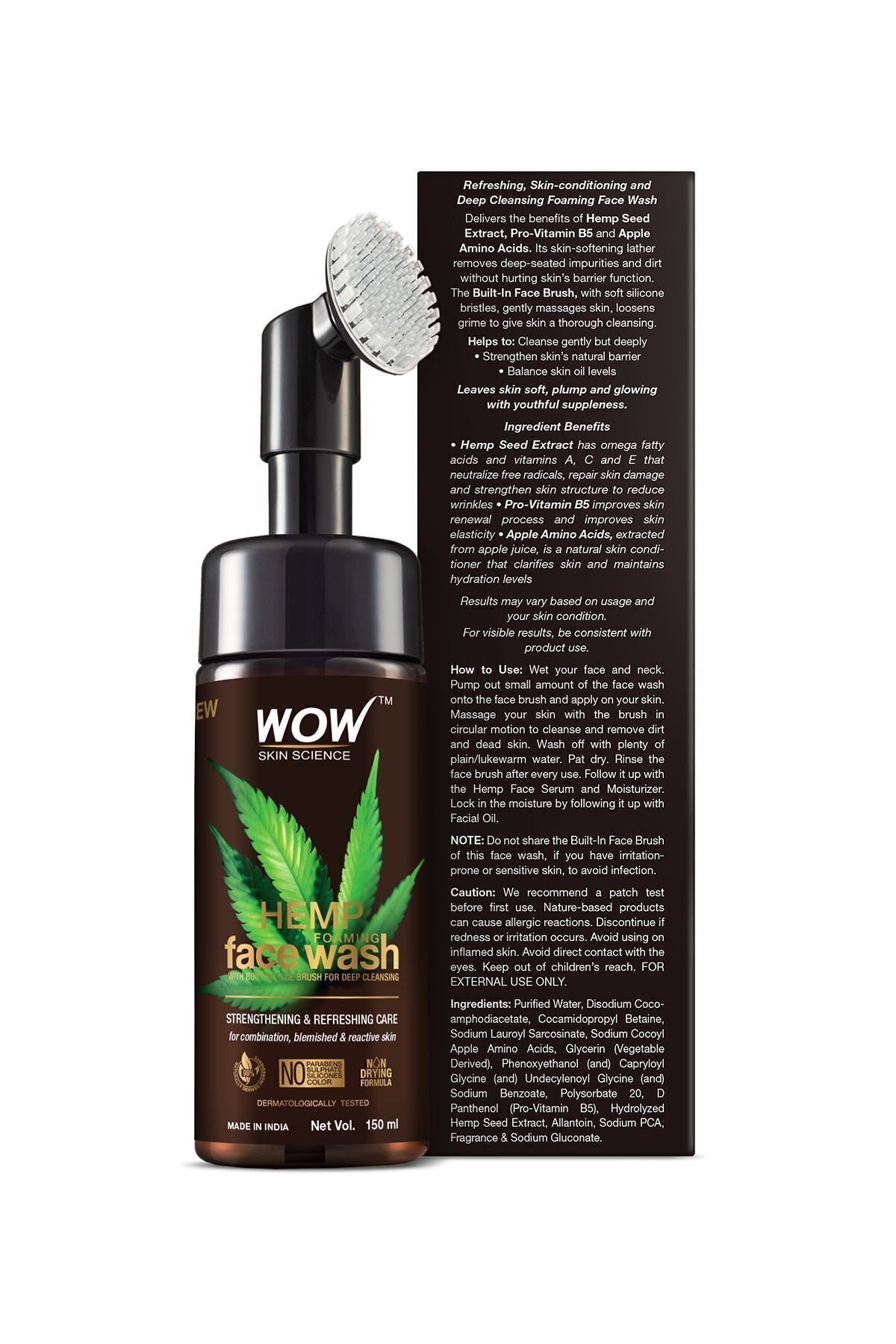 HEMP Yüz Temizleme Köpüğü-Güçlendirici Yenileyici Canlandırıcı %98 Doğal İçerik 150ml