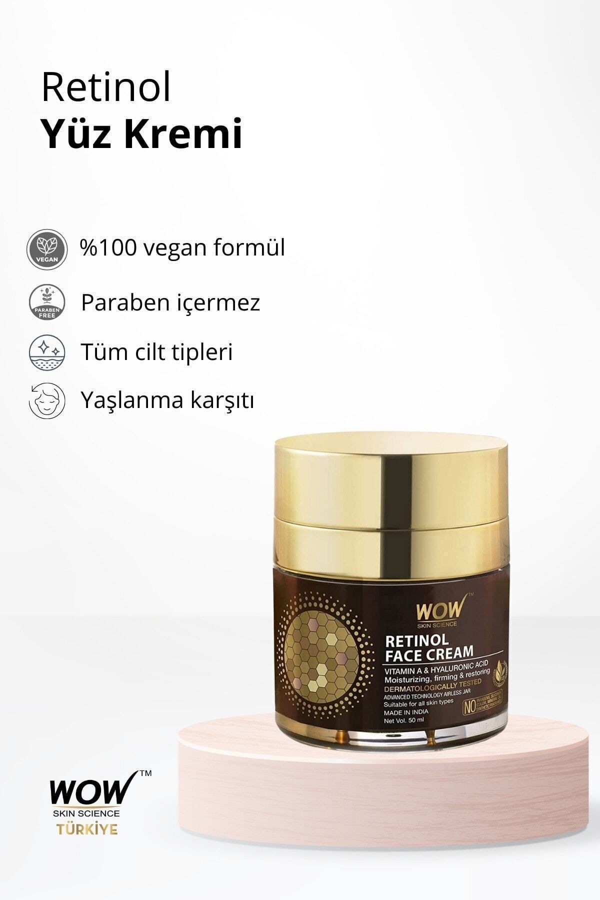 Retinol Cilt Kremi Tüm Cilt Tipleri Için %93,25 Doğal Içerik-makyaj Altı Için Uygundur. Yağsız 50ml