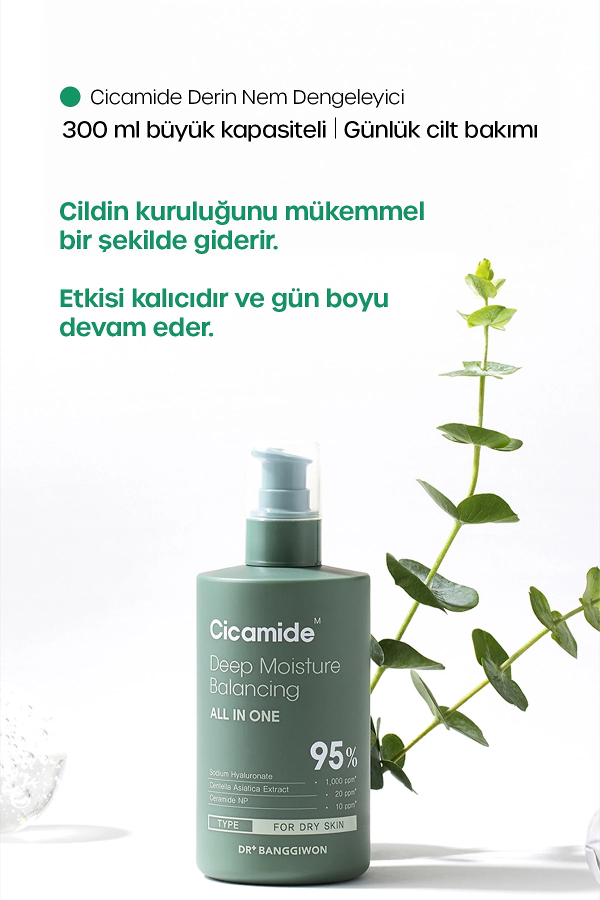 Cicamide Derin Nem Dengeleyici Krem Balm, Aydınlatıcı, Gün Boyu Etkili, Erkeklere Özel, 300 Ml