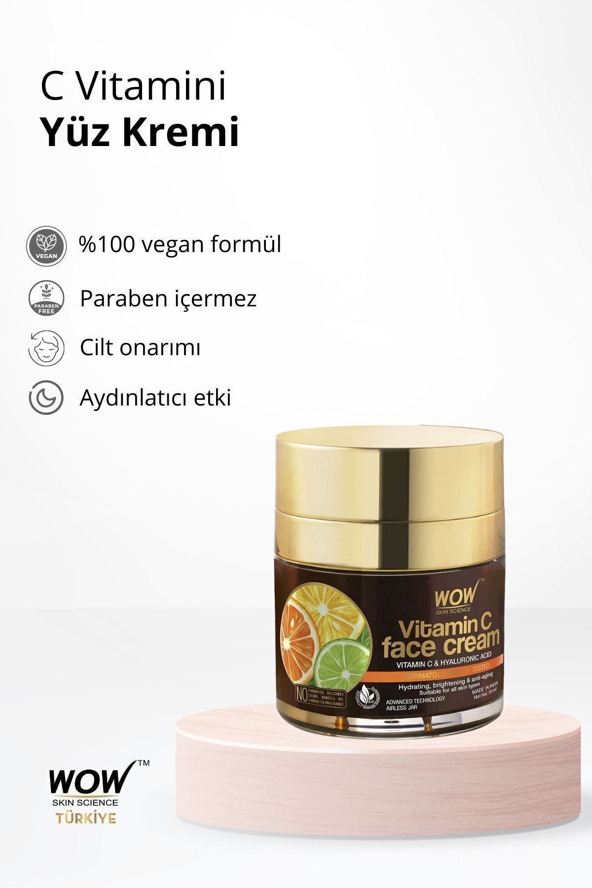 C Vitaminli Yüz Kremi-doğal Içerik-tüm Cilt Tipleri-yağsız,paraben,silikon,boya,mineral Yağ Yok 50ml