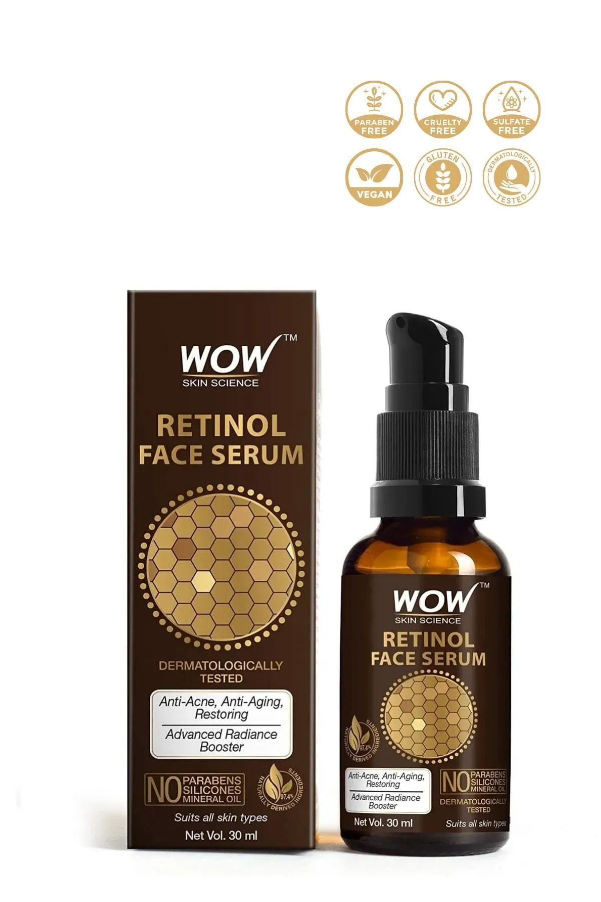 Retinol Serum %97,4 Doğal Içerik Yağsız Cilt Dolgunlaştırıcı Akne Karşıtı Yaşlanma Karşıtı 30 ml