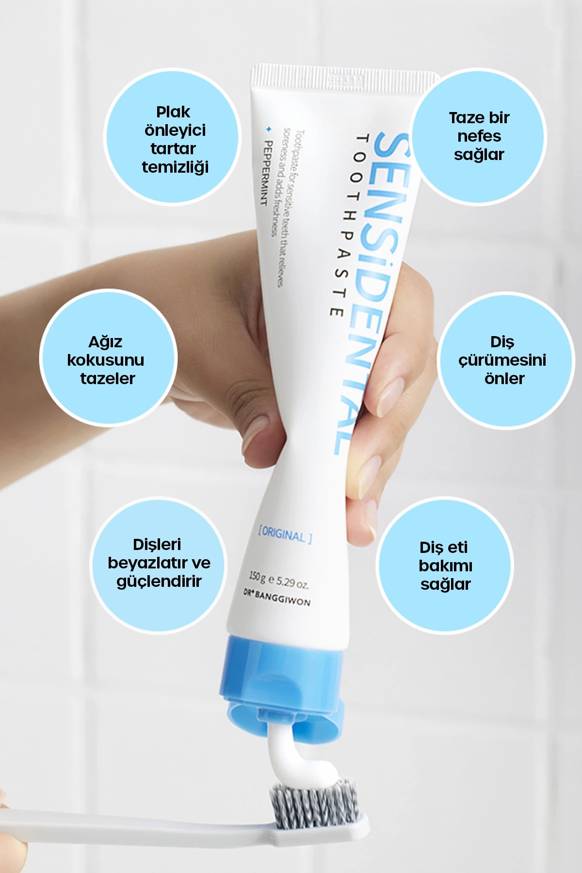 Sensidental Original Diş Macunu, Beyazlatıcı, Biberiye, Yeşil Çay, Peppermint Toothpaste 150 Gr