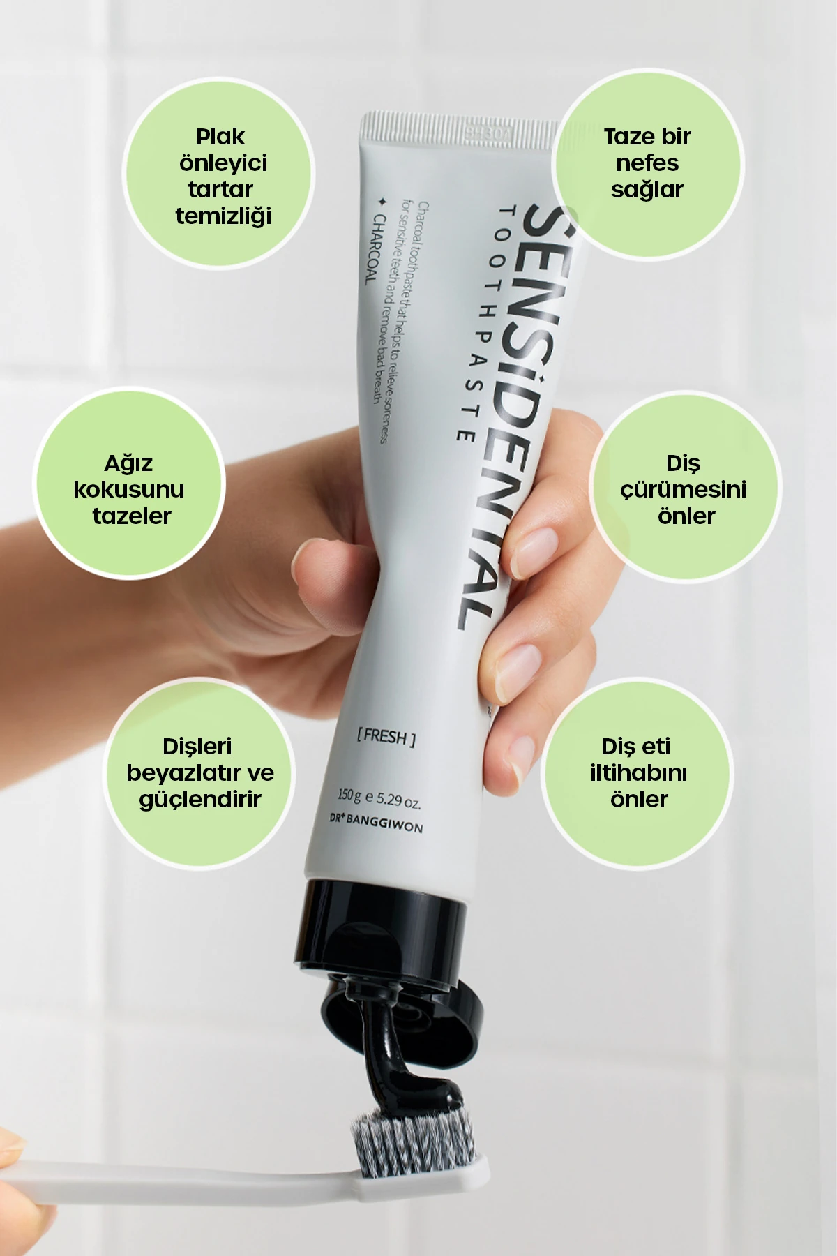 Sensidental Fresh Diş Macunu, Ekstra Ferah Nefes, Charcoal Toothpaste 150 Gr