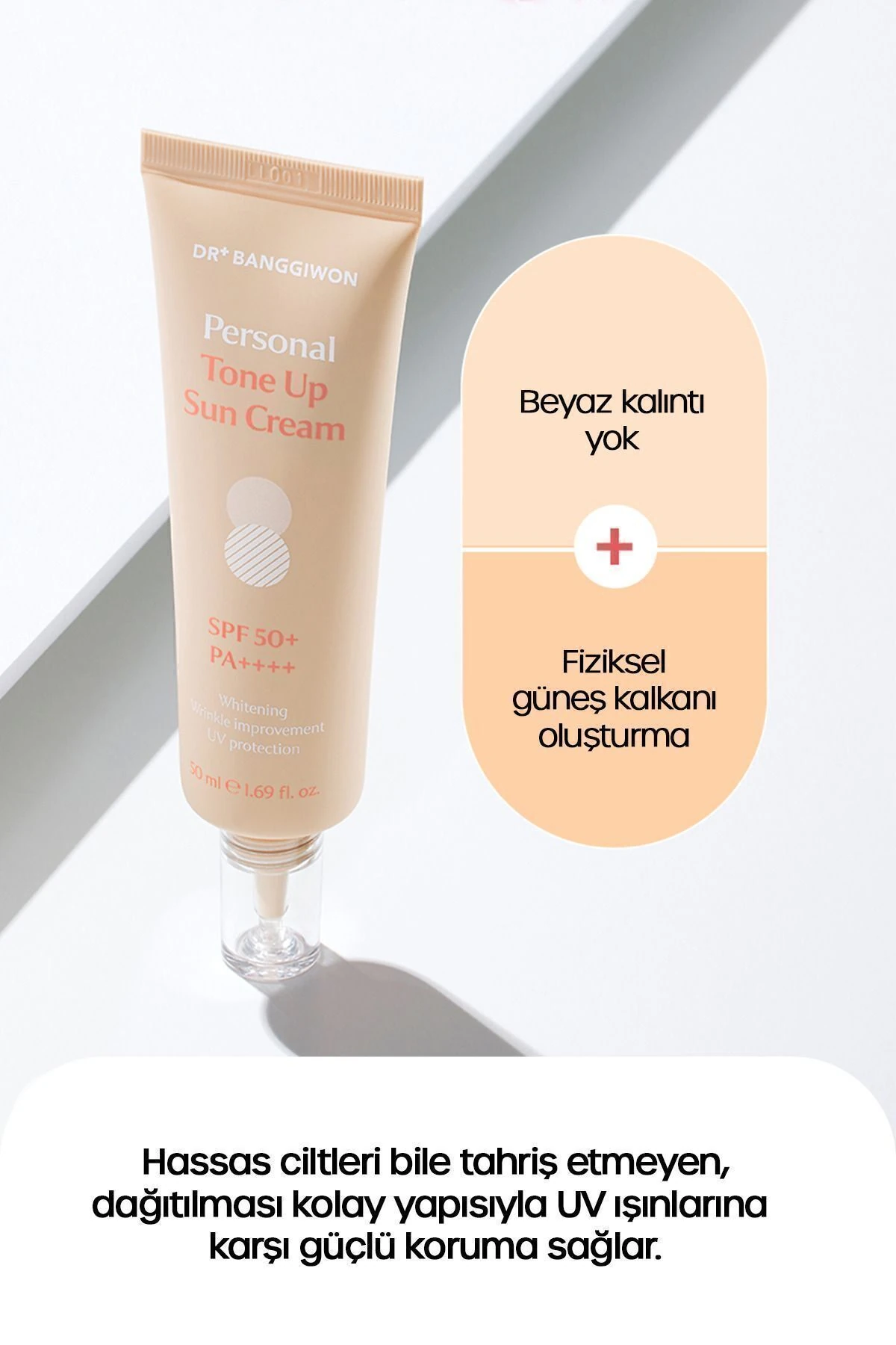 Bej02 Eşitleyici Aydınlatıcı Güneş Kremi, Pürüzsüz Tonlayıcı 50 ml Tone Up Uv Protection Spf50 Pa+++
