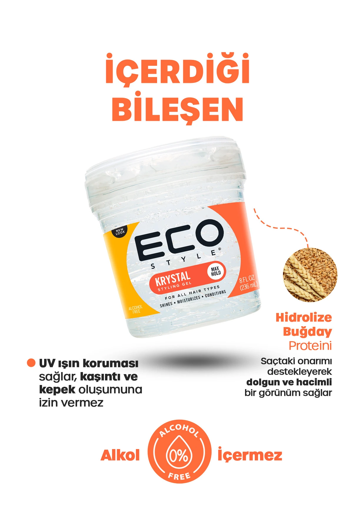 Kristal Uv Işın Koruması Sağlayan Hacim Ve Dolgunluk Veren Şekillendirici Saç Jölesi