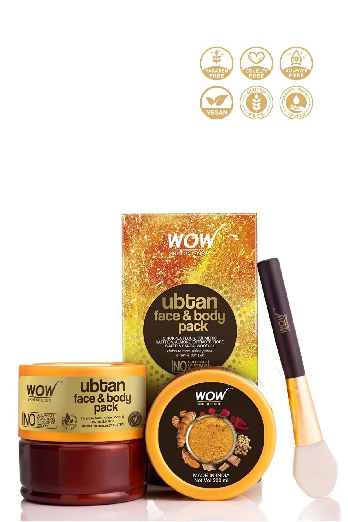 Ubtan Yüz Ve Vücut Paketi-%91,53 Doğal Içerik-nohut Unu,badem,safran Ve Zerdeçal Içeren 200 Ml