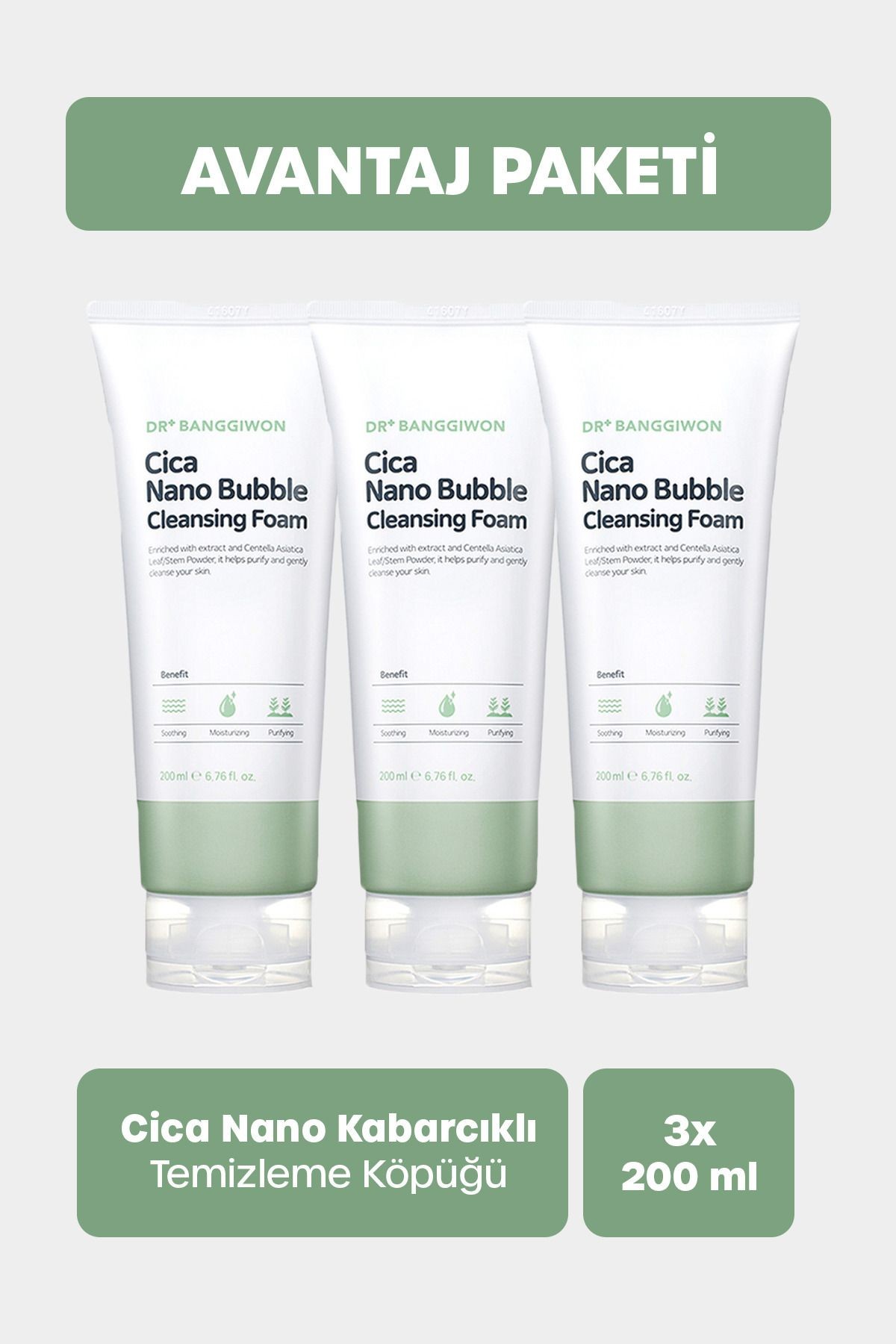 Cica Nano Bubble Kabarcık Yüz Temizleme Köpüğü Cica Nano Cleansing Foam 3x200 Ml