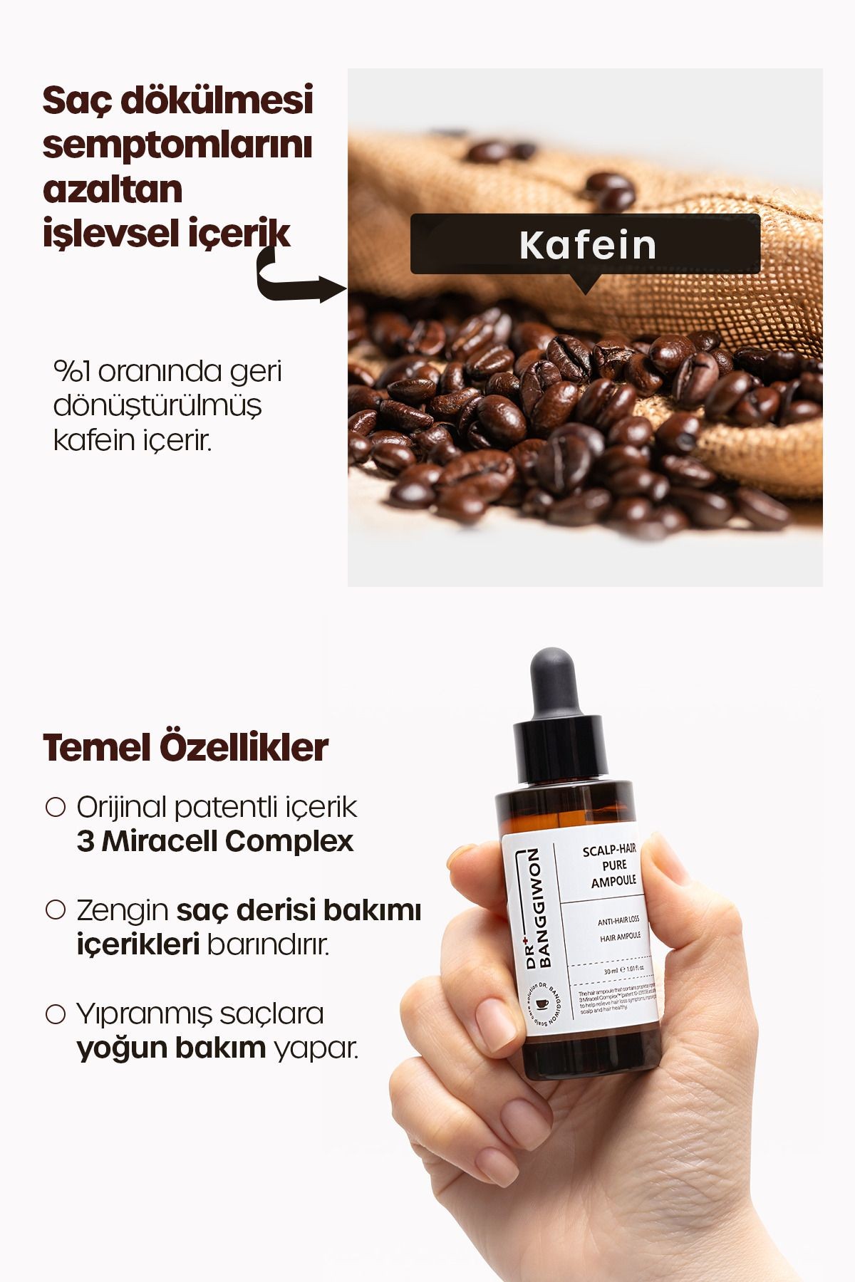 Saf Ampül Saç Serumu, Dökülme Karşıtı, Scalp Hair Pure Ampoule 30 Ml