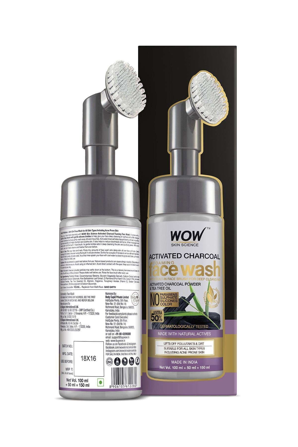 Aktif Kömür Yüz Temizleme Köpüğü&Dahili Fırça-Tüm CiltTipleri-Derin Temizleme-%98,3 Doğalİçerik150ml