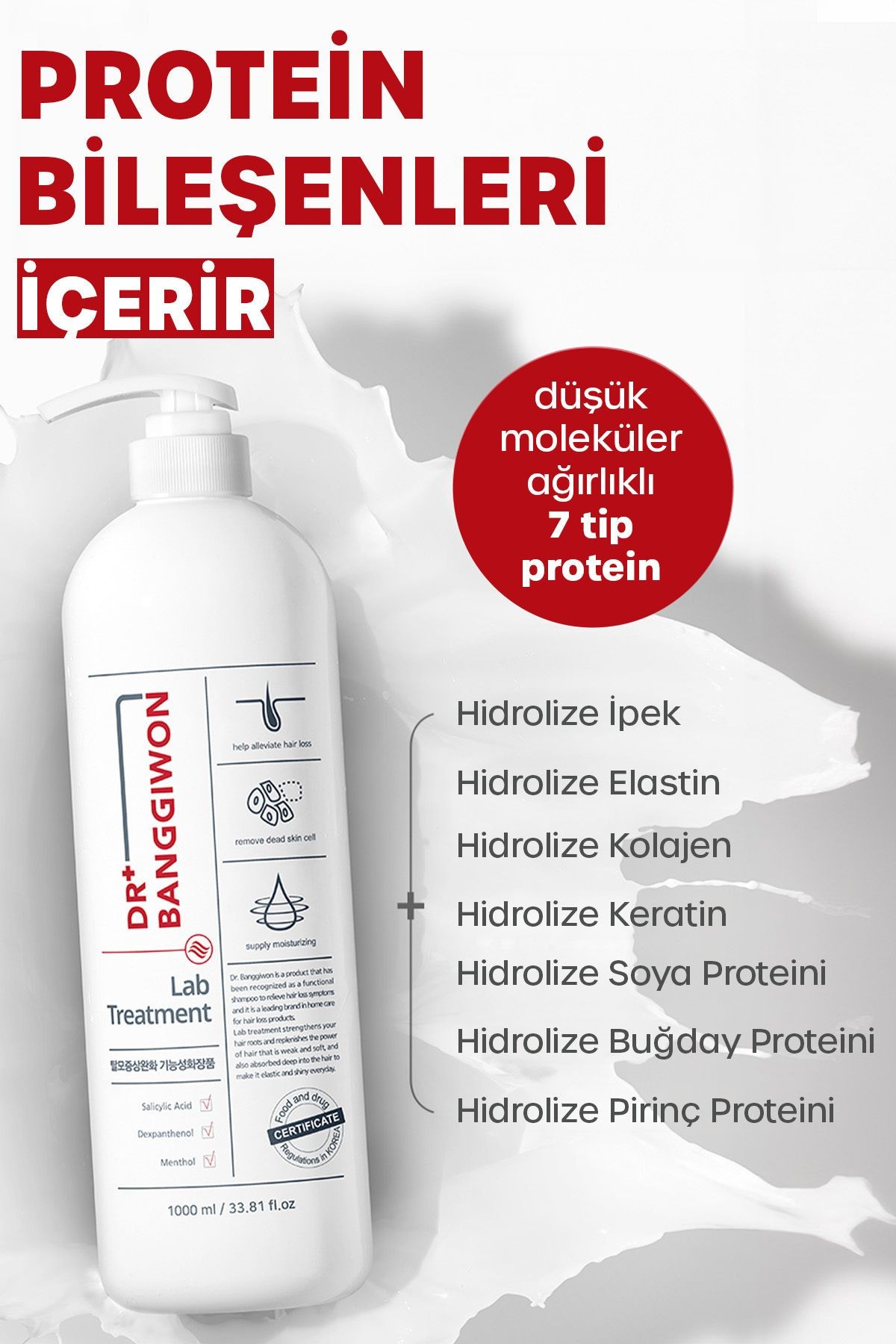 Lab Treatment 7 Tip Protein Içeren Yoğun Hasarlı Ve Yıpranmış Saçlar Yeniden Yapılandırıcı 3x1000 Ml