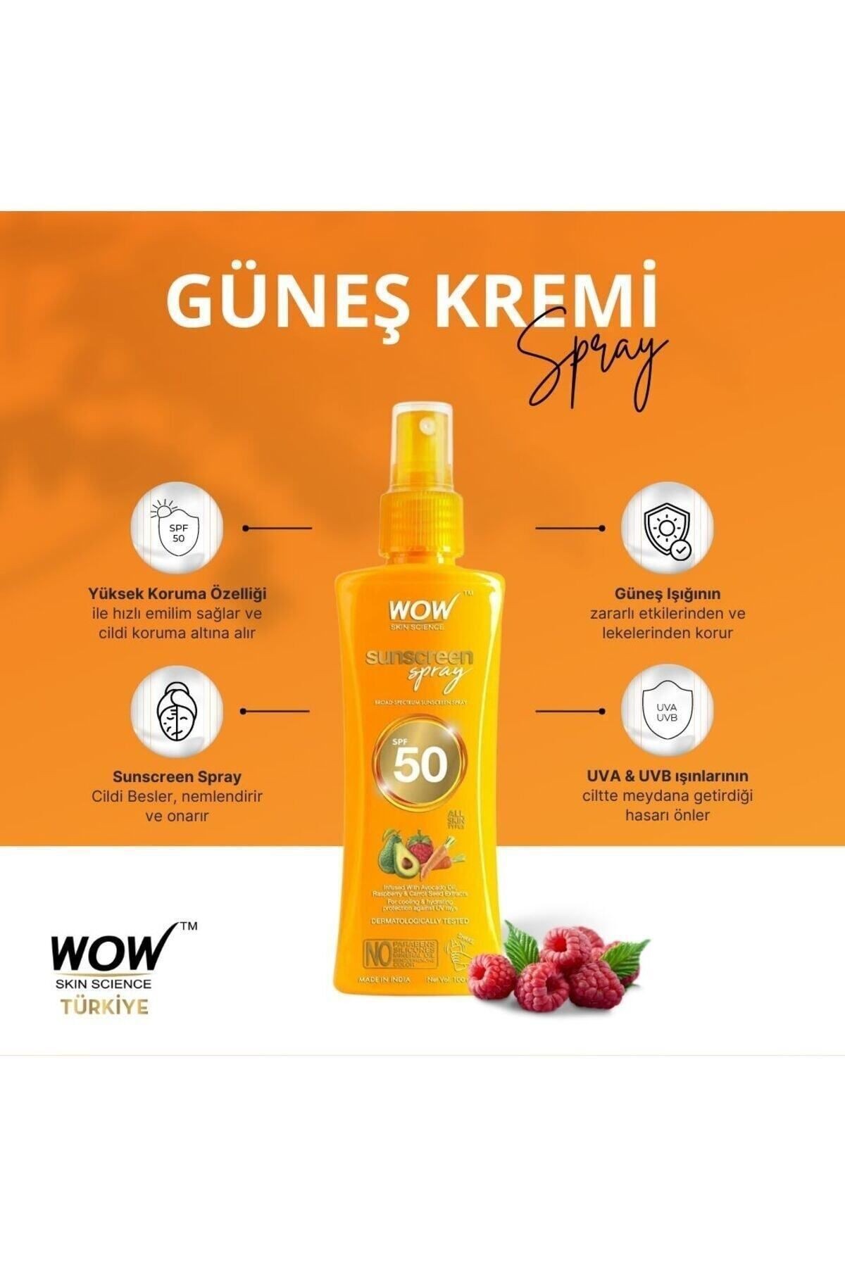Güneş Koruyucu Sprey Spf 50-doğal Içerikli-su Bazlı, Makyaj Altı Kullanıma Uygundur Su Geçirmez100ml