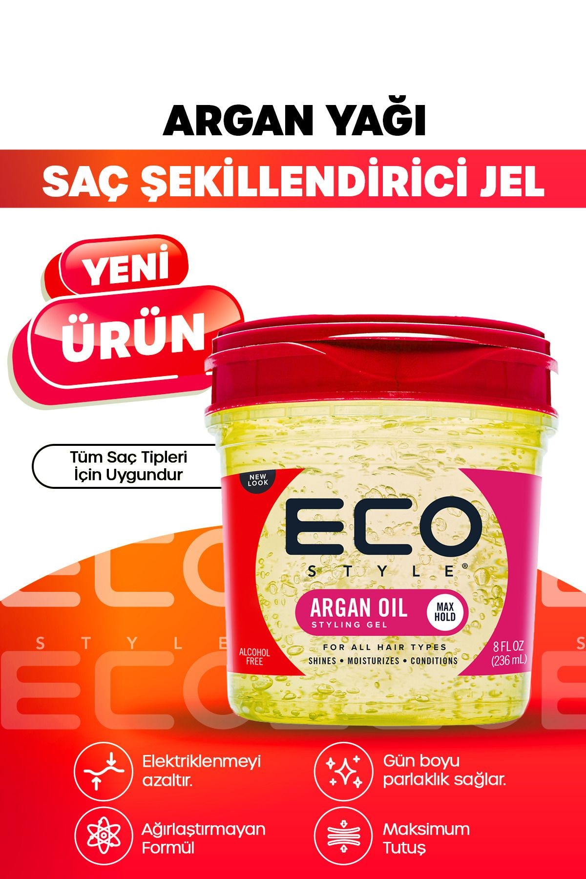 Argan Yağı Şekillendirici Saç Jölesi, 236 Ml Argan Oil Styling Gel Shine Moisturizes Conditions