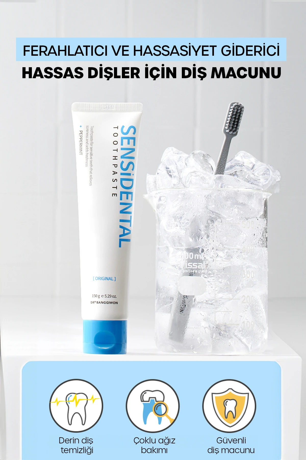 Sensidental Original Diş Macunu, Beyazlatıcı, Biberiye, Yeşil Çay, Peppermint Toothpaste 150 Gr