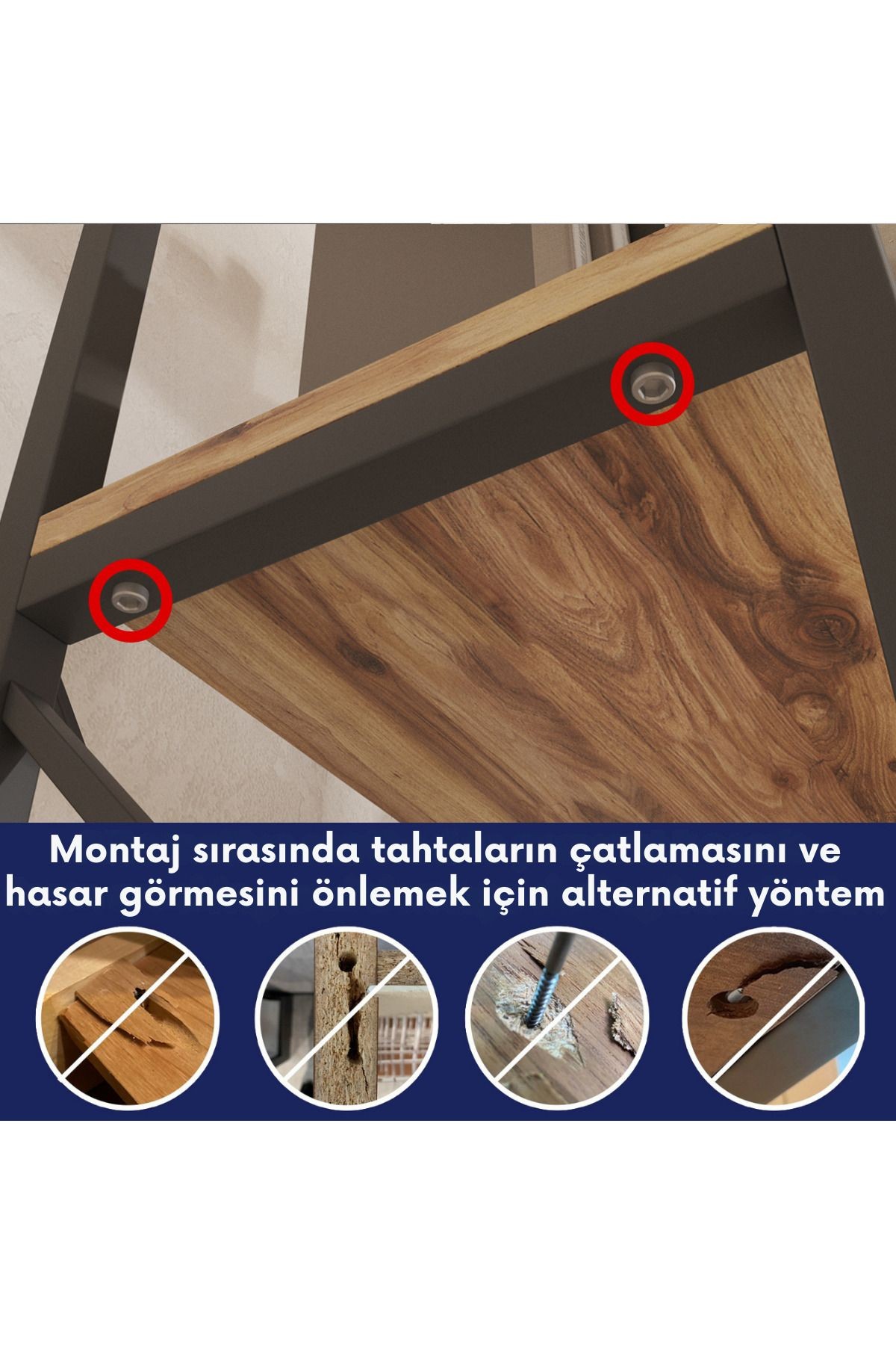 Metal Kitaplık - Ahşap Raf - AKS Viva