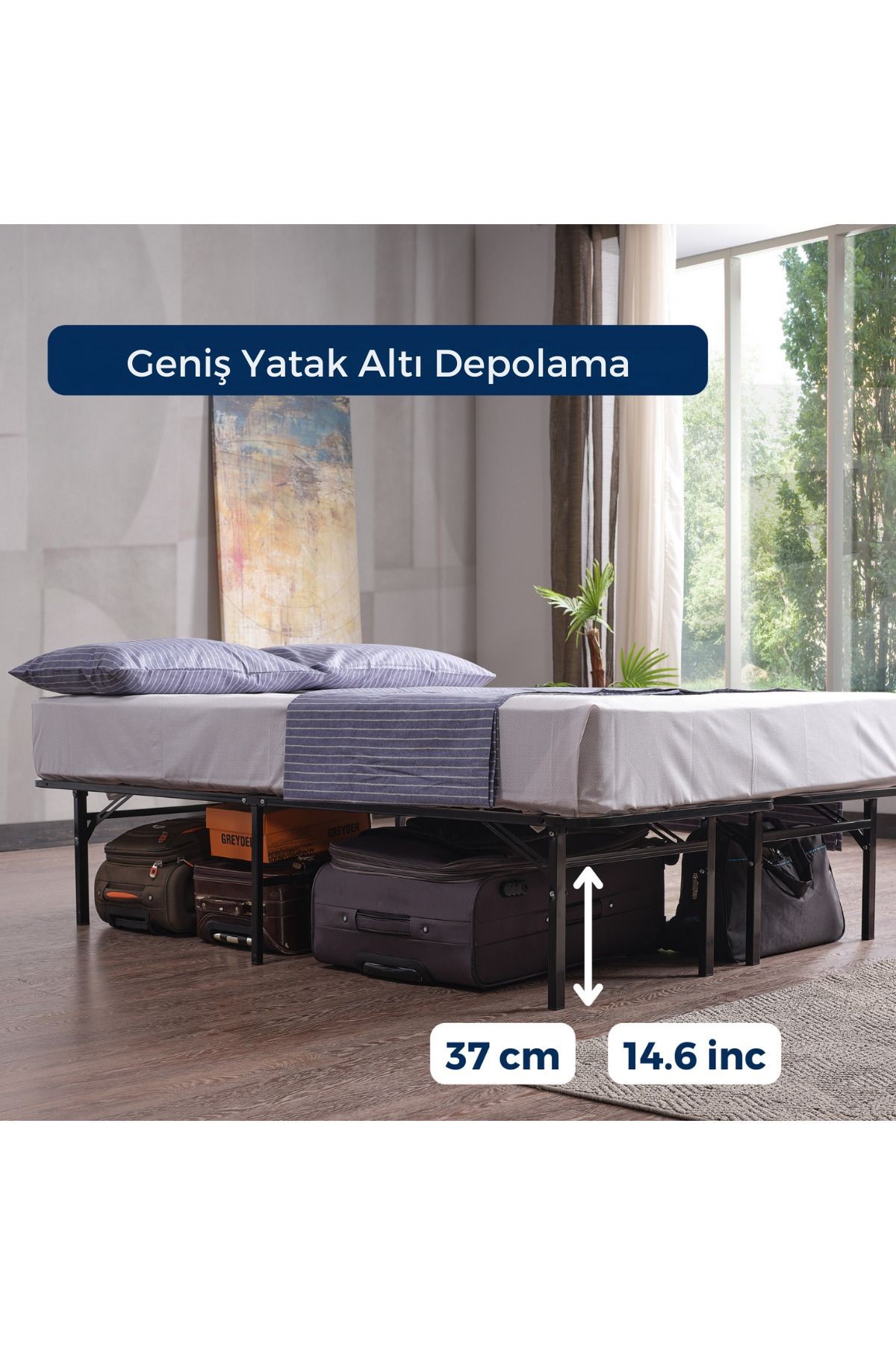 Smart Base - Çift Kişilik - Katlanır Metal Karyola - AKS Viva