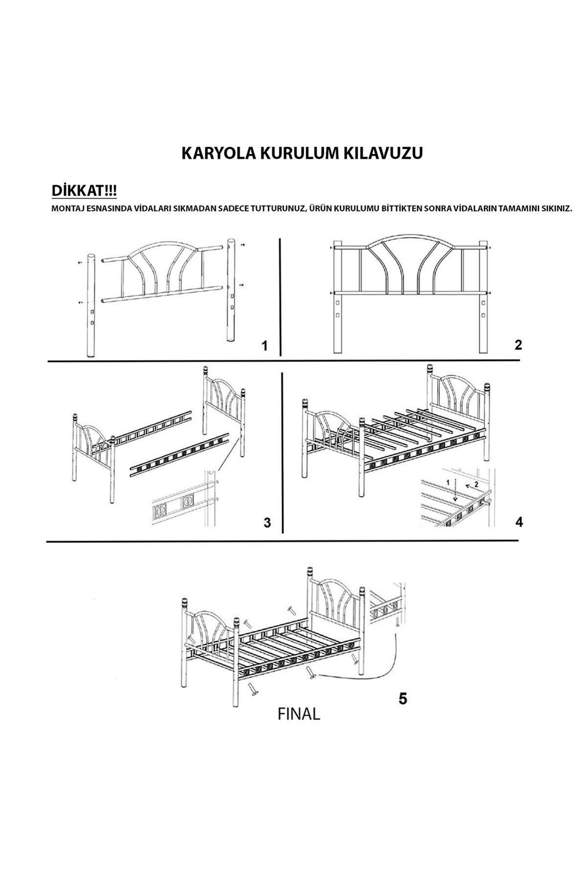 Orkide - Tek Kişilik - Ferforje Metal Karyola - Bordo - AKS Viva