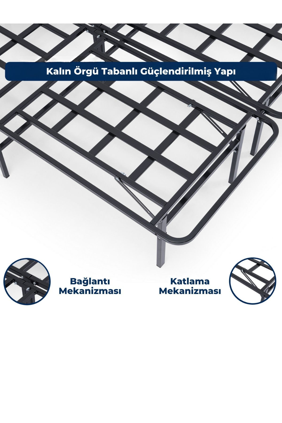 Smart Base - Çift Kişilik - Katlanır Metal Karyola - AKS Viva