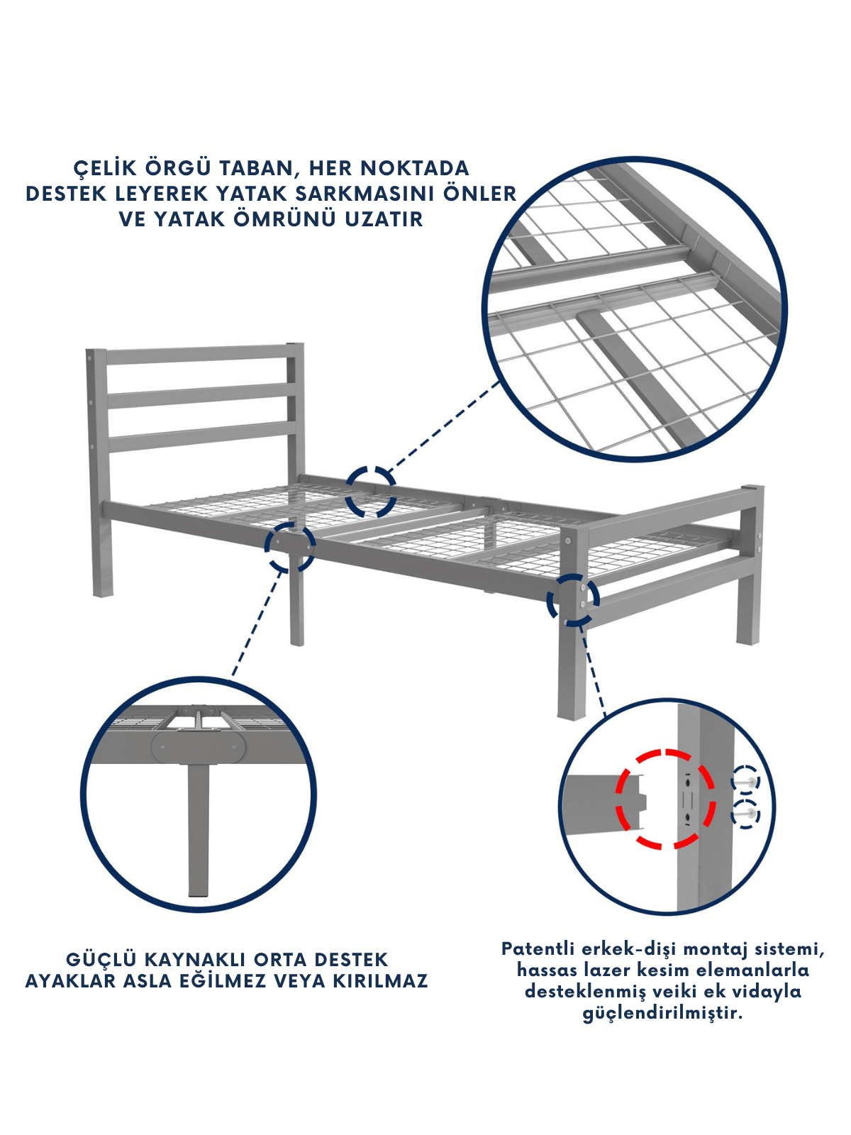 Buharo - Tek Kişilik - Ferforje Metal Karyola -  AKS Viva