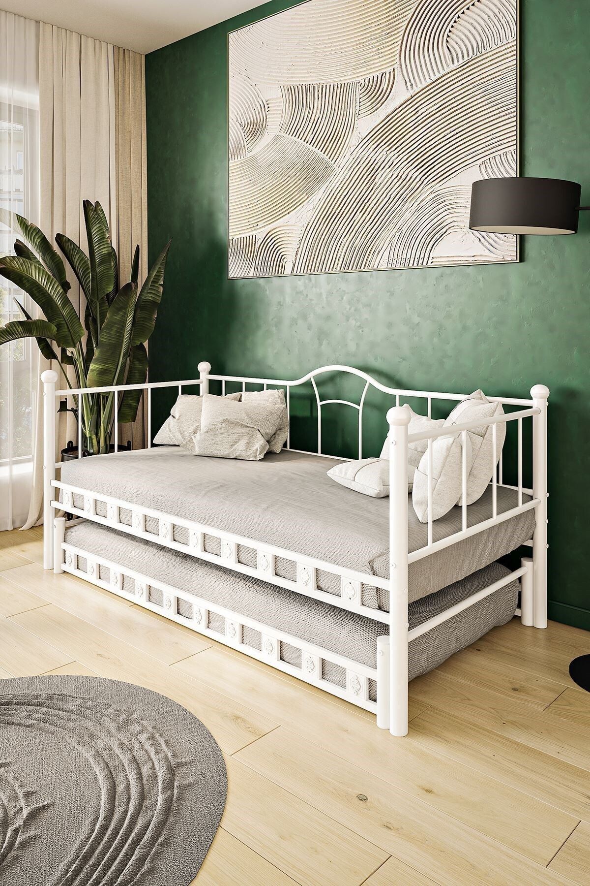 Kamelya - Yavrulu Daybed Sedir Karyola - Beyaz - AKS Viva