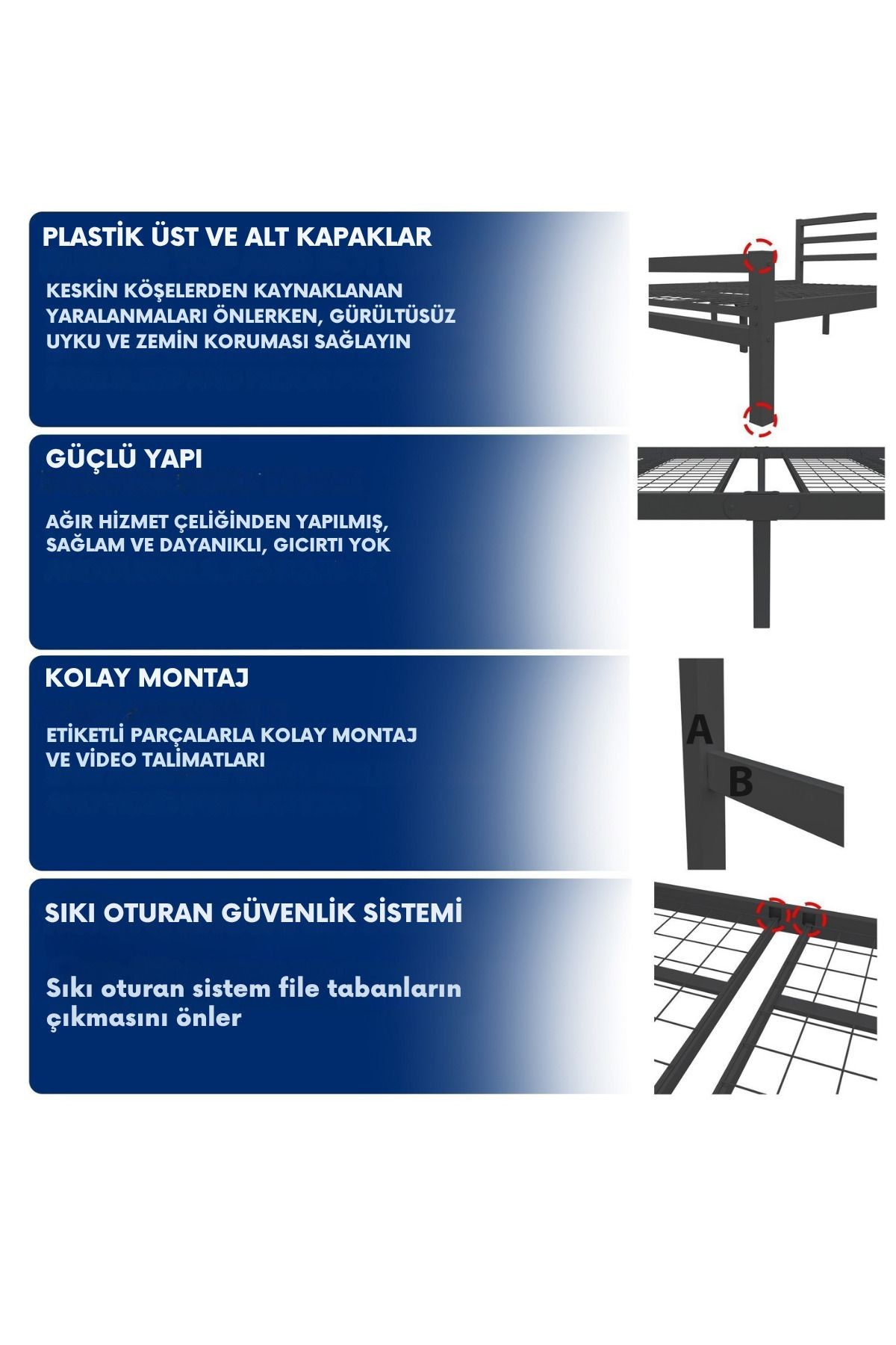 Buharo - Çift Kişilik - Ferforje Metal Karyola -  AKS Viva