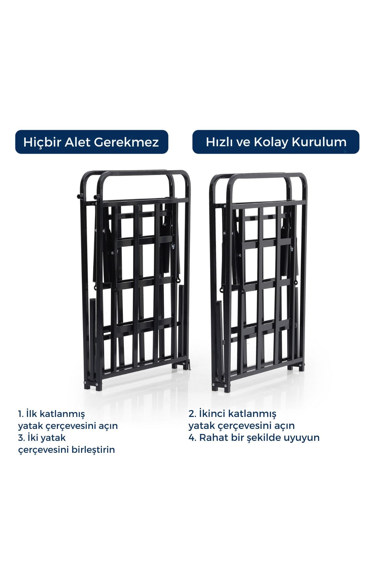 Smart Base - Çift Kişilik - Katlanır Metal Karyola - AKS Viva