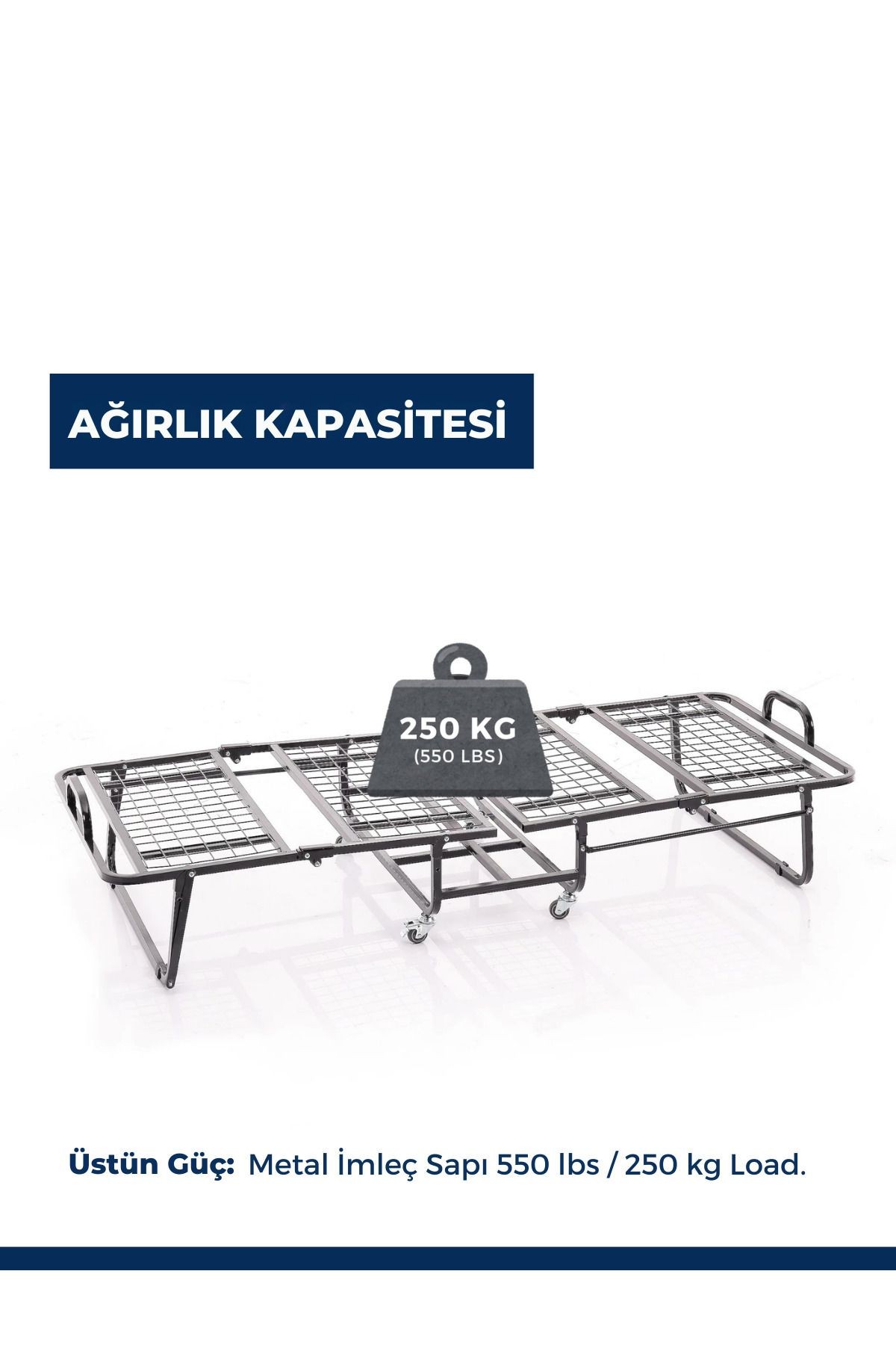 İnova - Tek Kişilik - Katlanır Metal Karyolla - AKS Viva