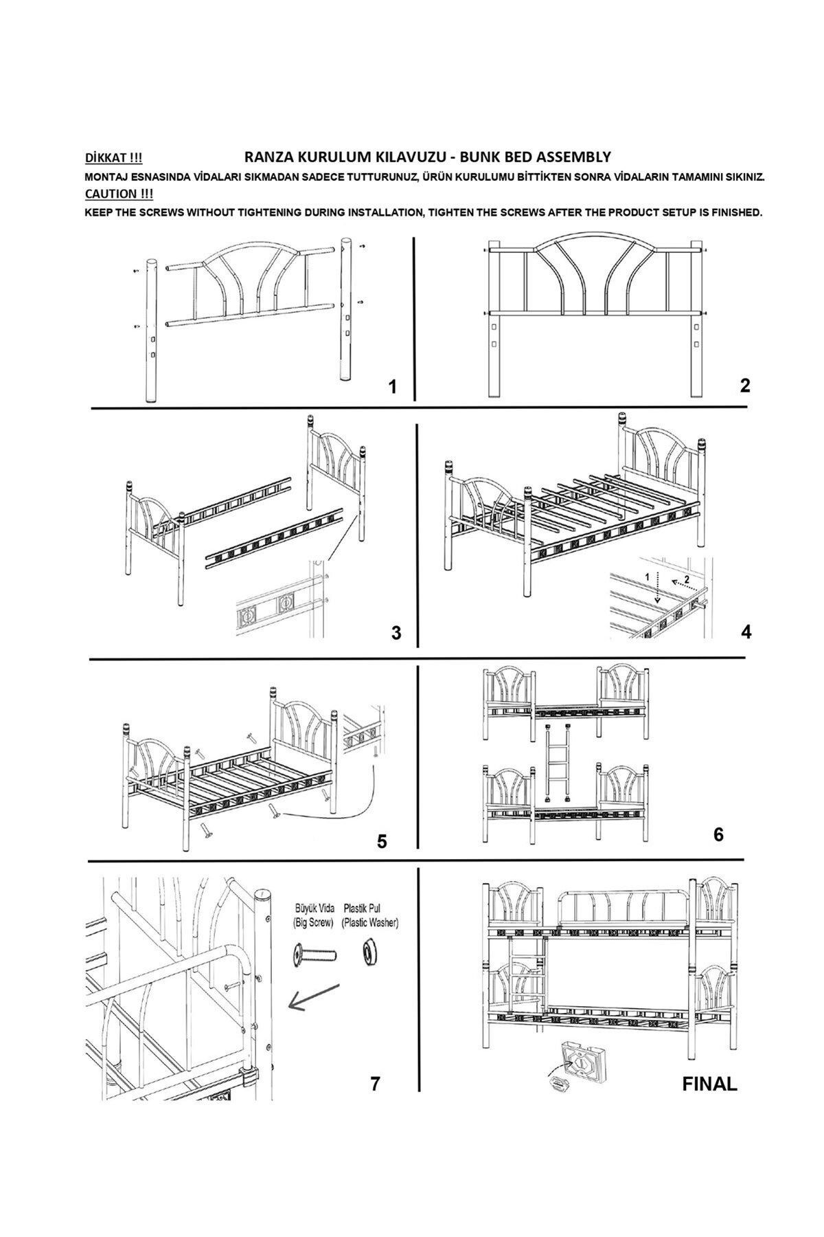 Yurt - Genç &Çocuk Odası - Metal Ahşap Ranza&Karyola - 90x190 - Gri - AKS Viva