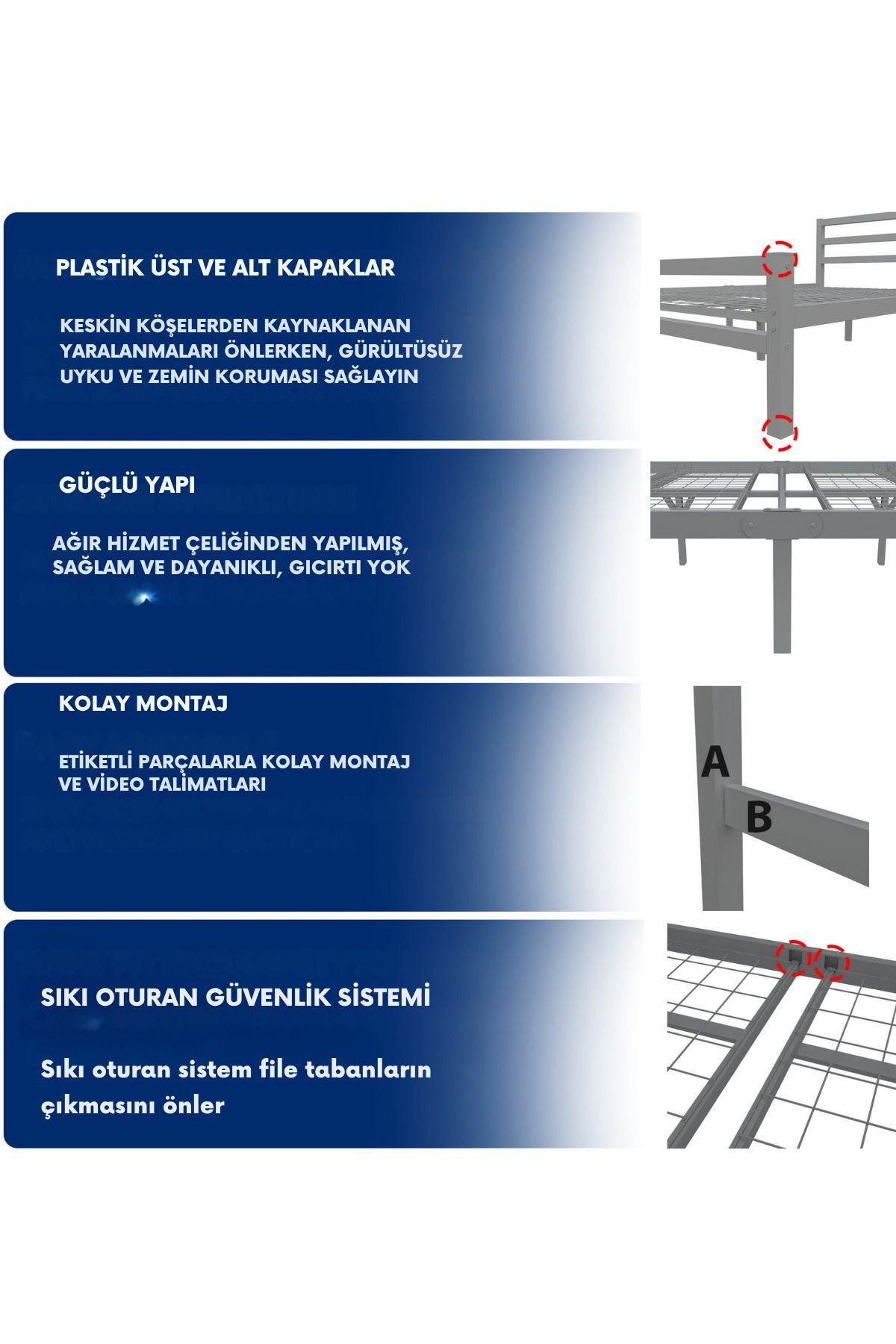 Buharo - Tek Kişilik - Ferforje Metal Karyola -  AKS Viva