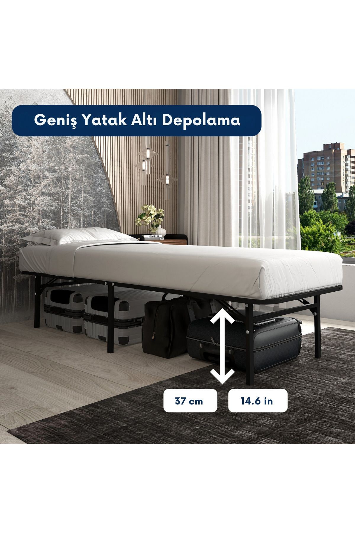 Smart Base -  Tek Kişilik - Katlanır Metal Karyola - AKS Viva