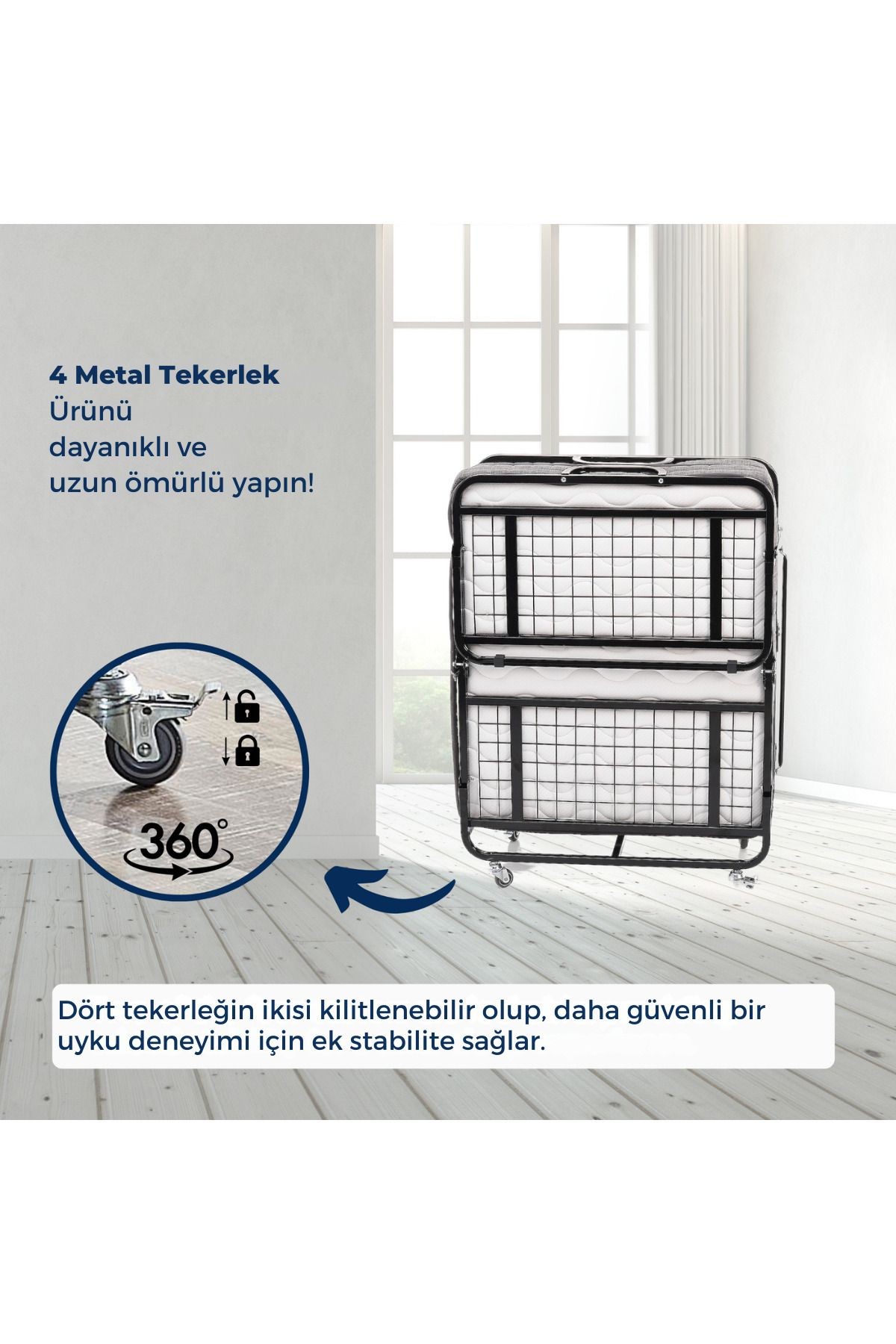 İnova - Tek Kişilik - Katlanır Metal Karyolla - AKS Viva