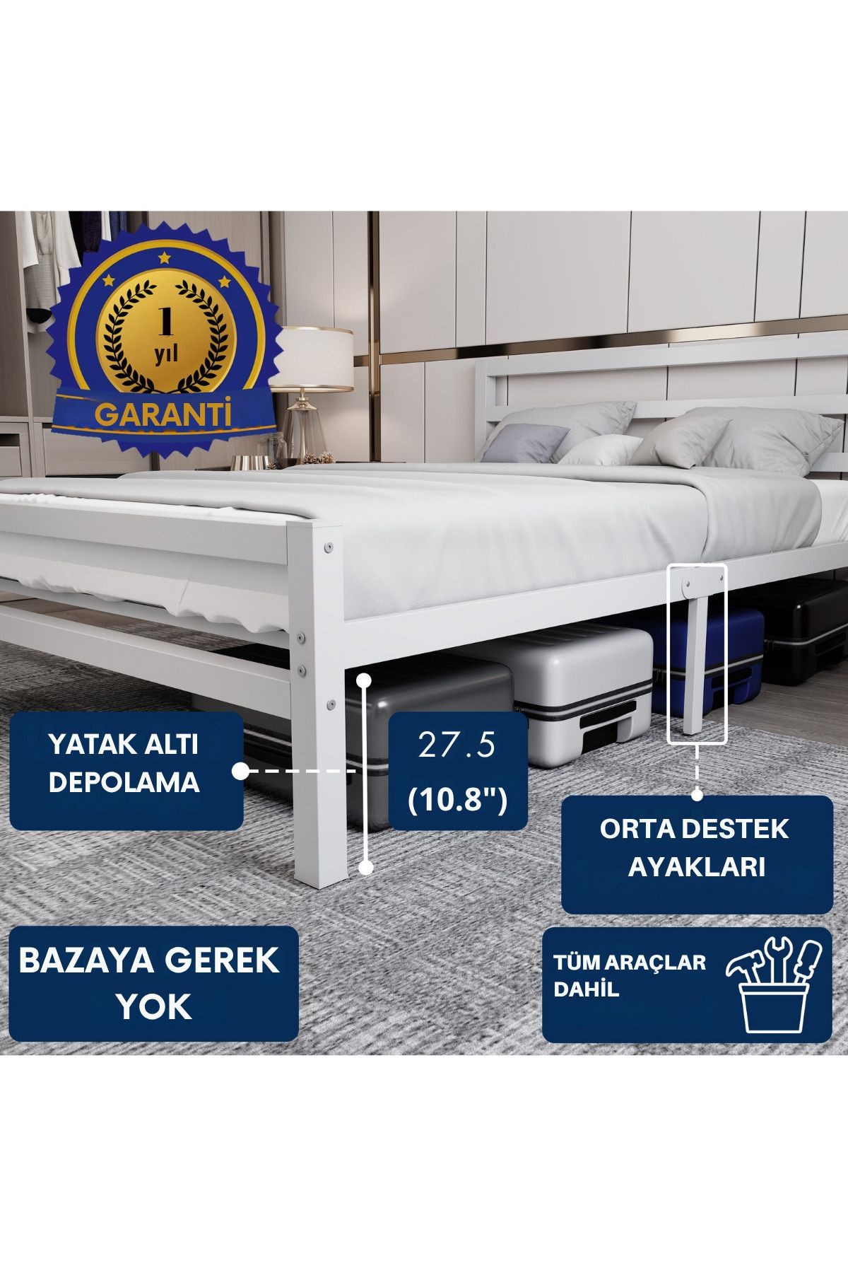 Buharo - Tek Kişilik - Ferforje Metal Karyola -  AKS Viva