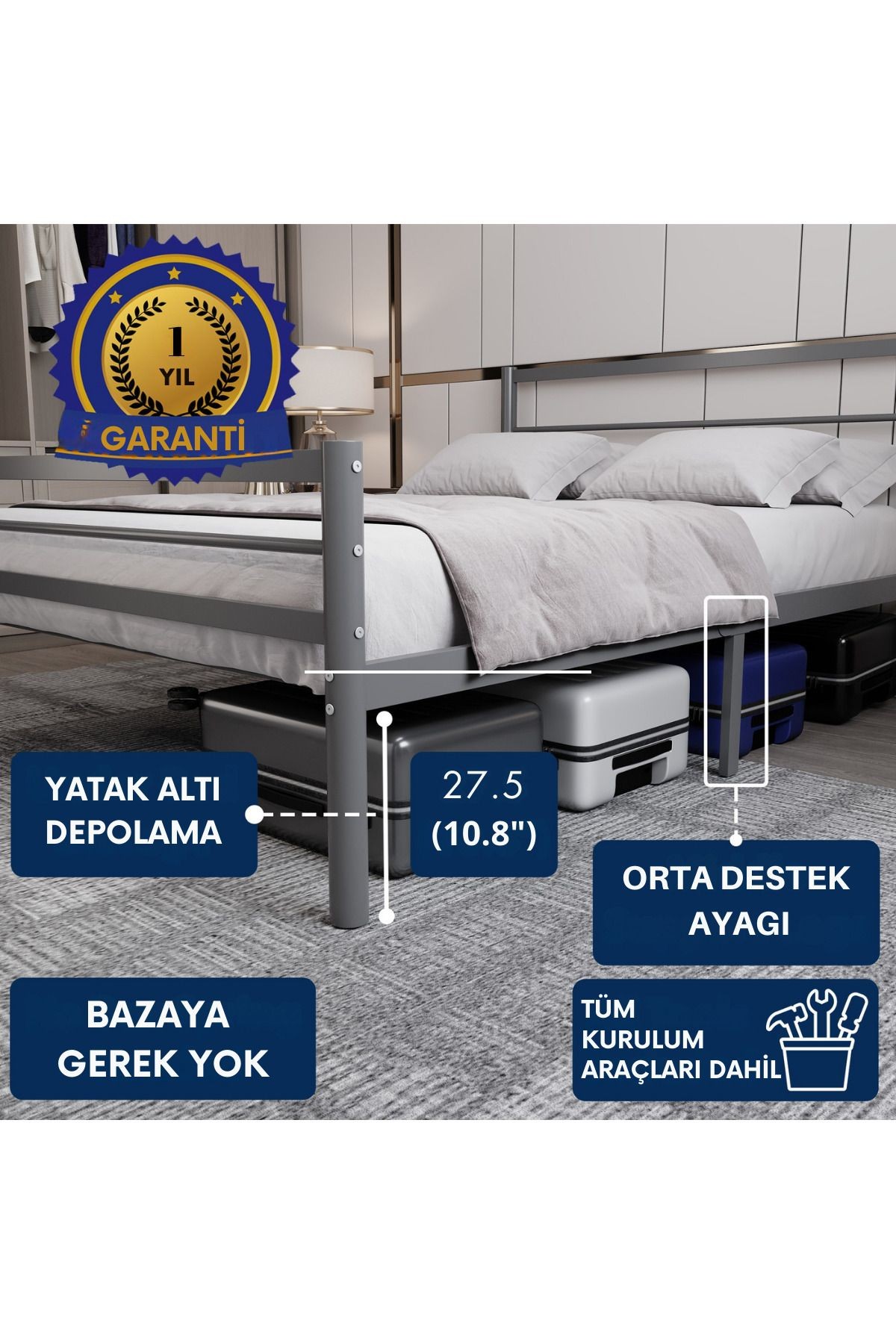Chester - Ferforje Metal - Tek Kişilik Karyola - AKS Viva