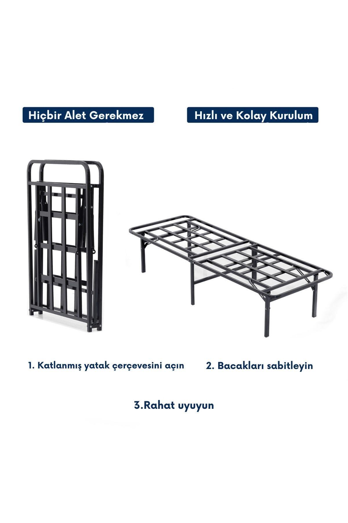 Smart Base -  Tek Kişilik - Katlanır Metal Karyola - AKS Viva